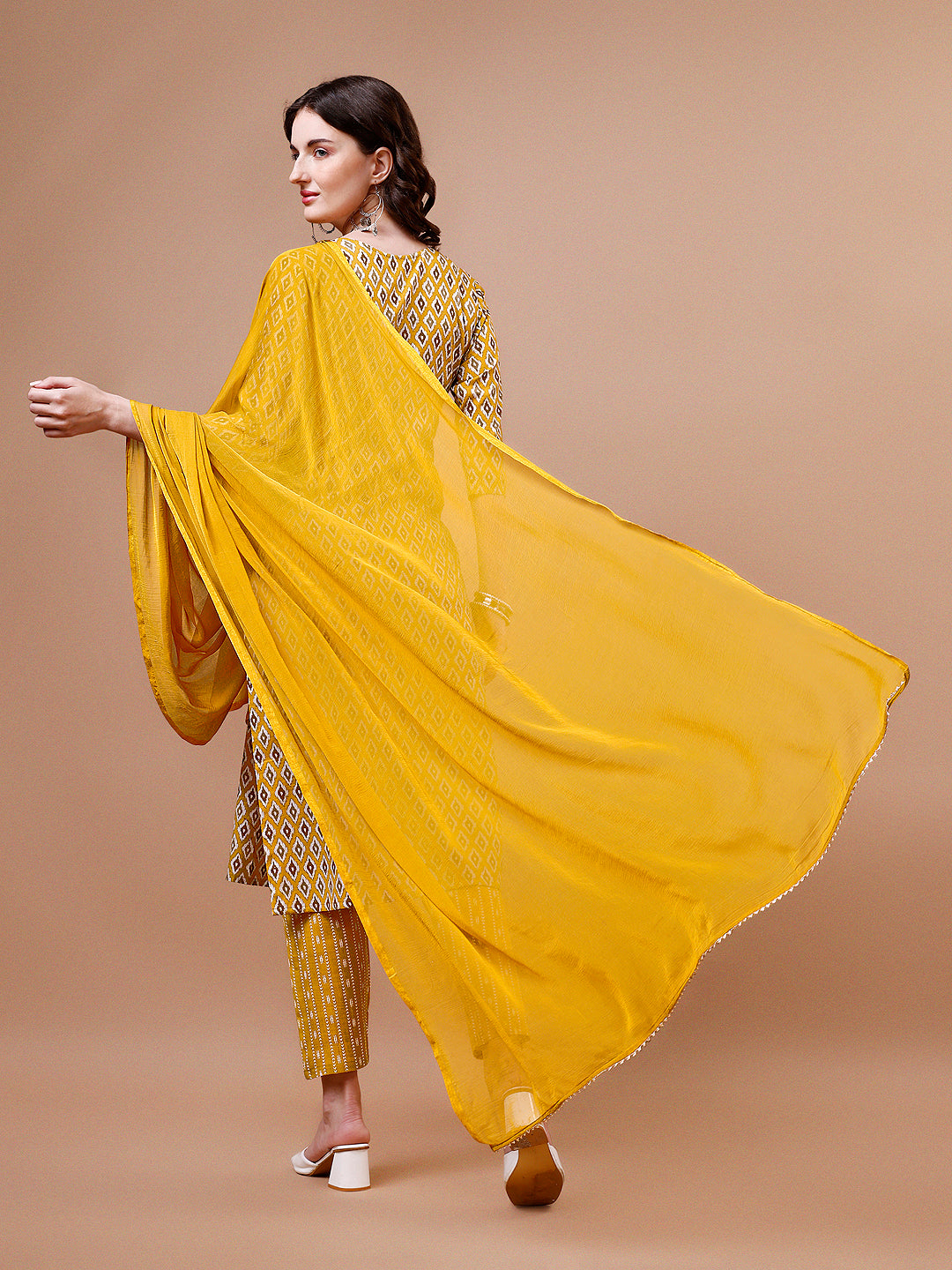 Ethnic Motifs Printed Cotton Kurta with pant & dupatta