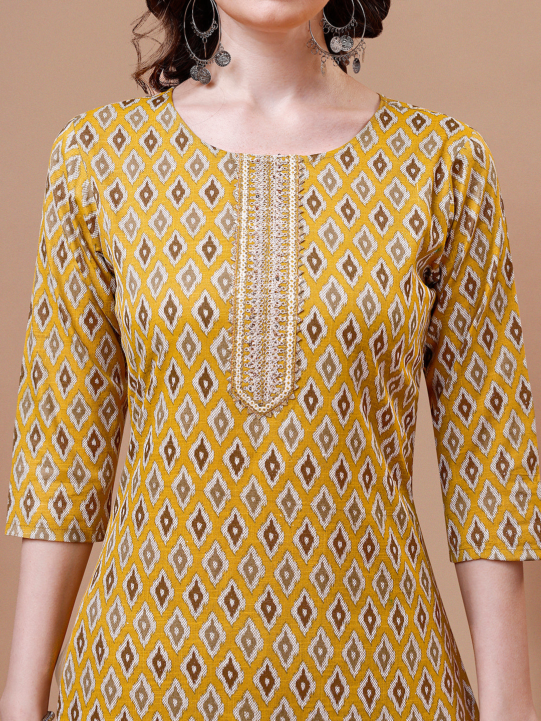 Ethnic Motifs Printed Cotton Kurta with pant & dupatta