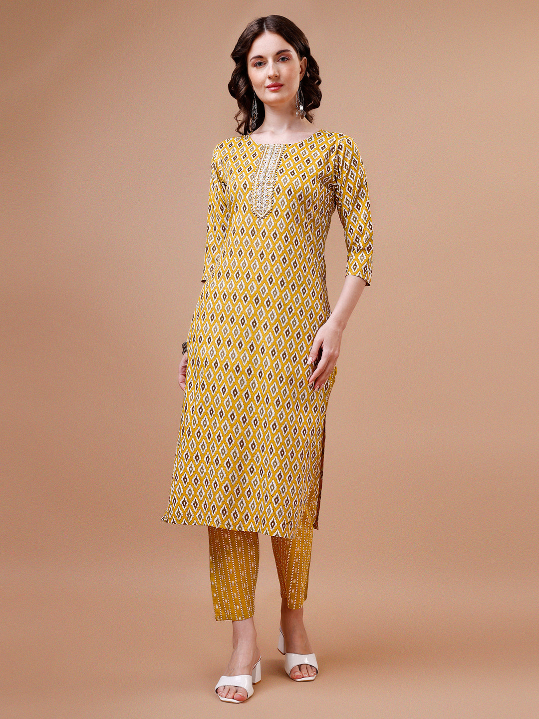 Ethnic Motifs Printed Cotton Kurta with pant & dupatta