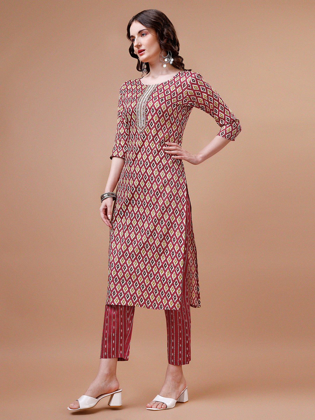 Ethnic Motifs Printed Cotton Kurta with pant & dupatta