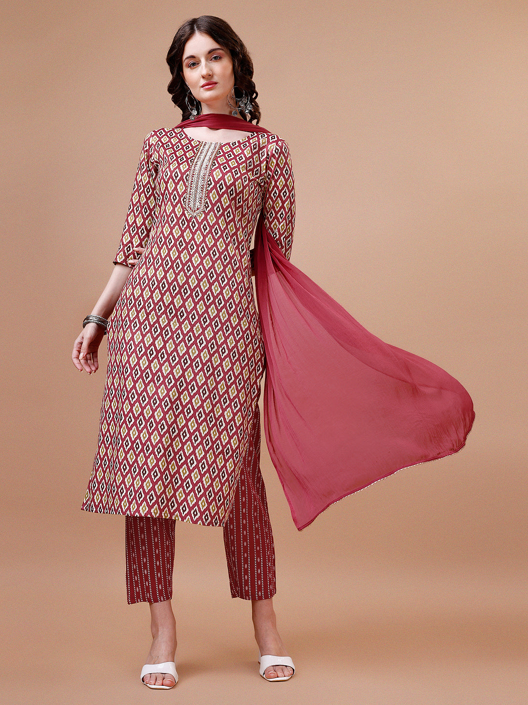 Motifs Printed Kurta with pant & dupatta