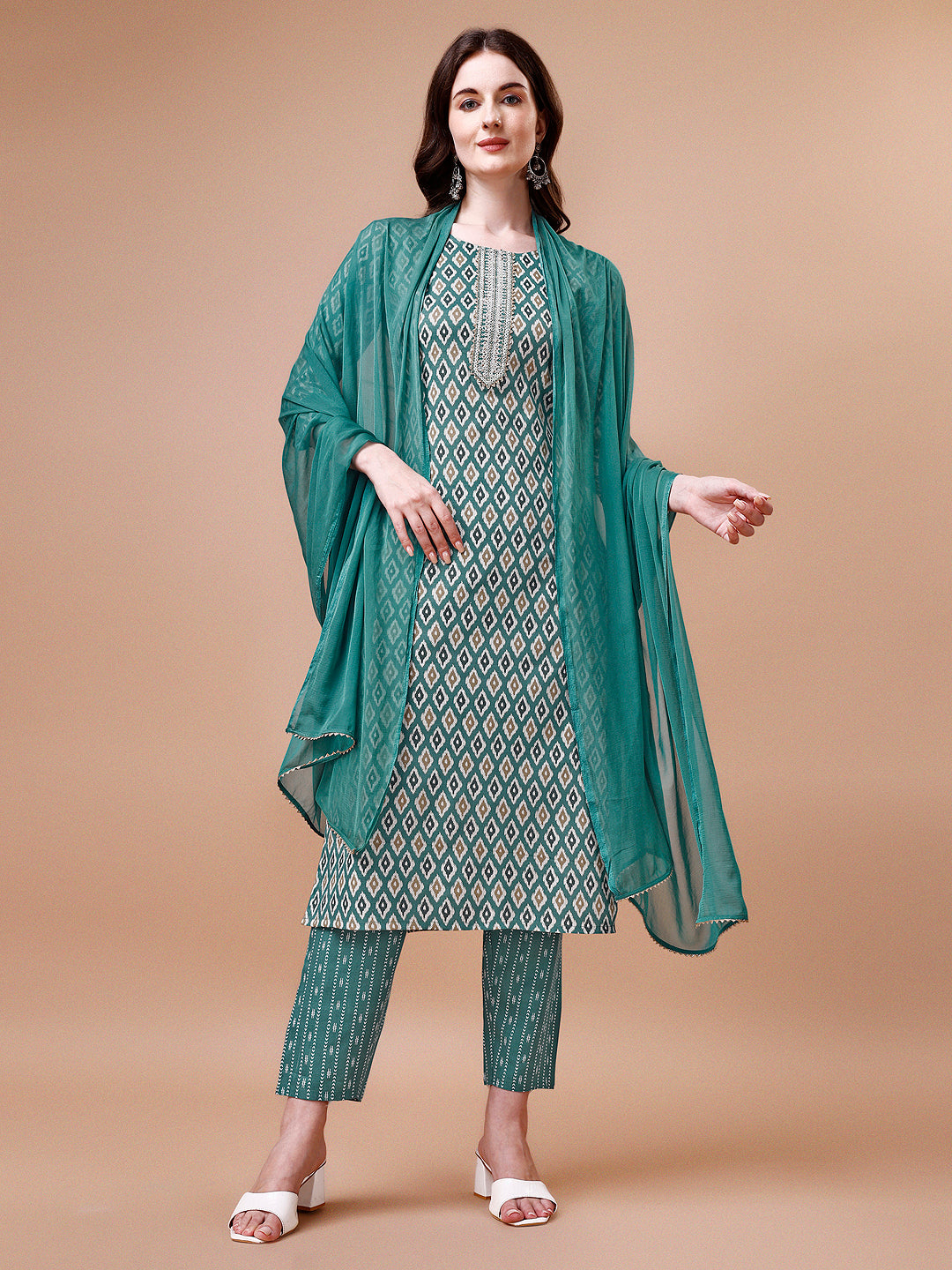 Motifs Printed Kurta with pant & dupatta