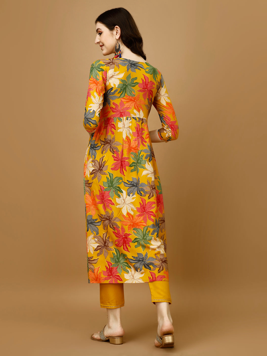 Alia cut Rayon Embroidered & Floral Printed Kurta with pant & dupatta