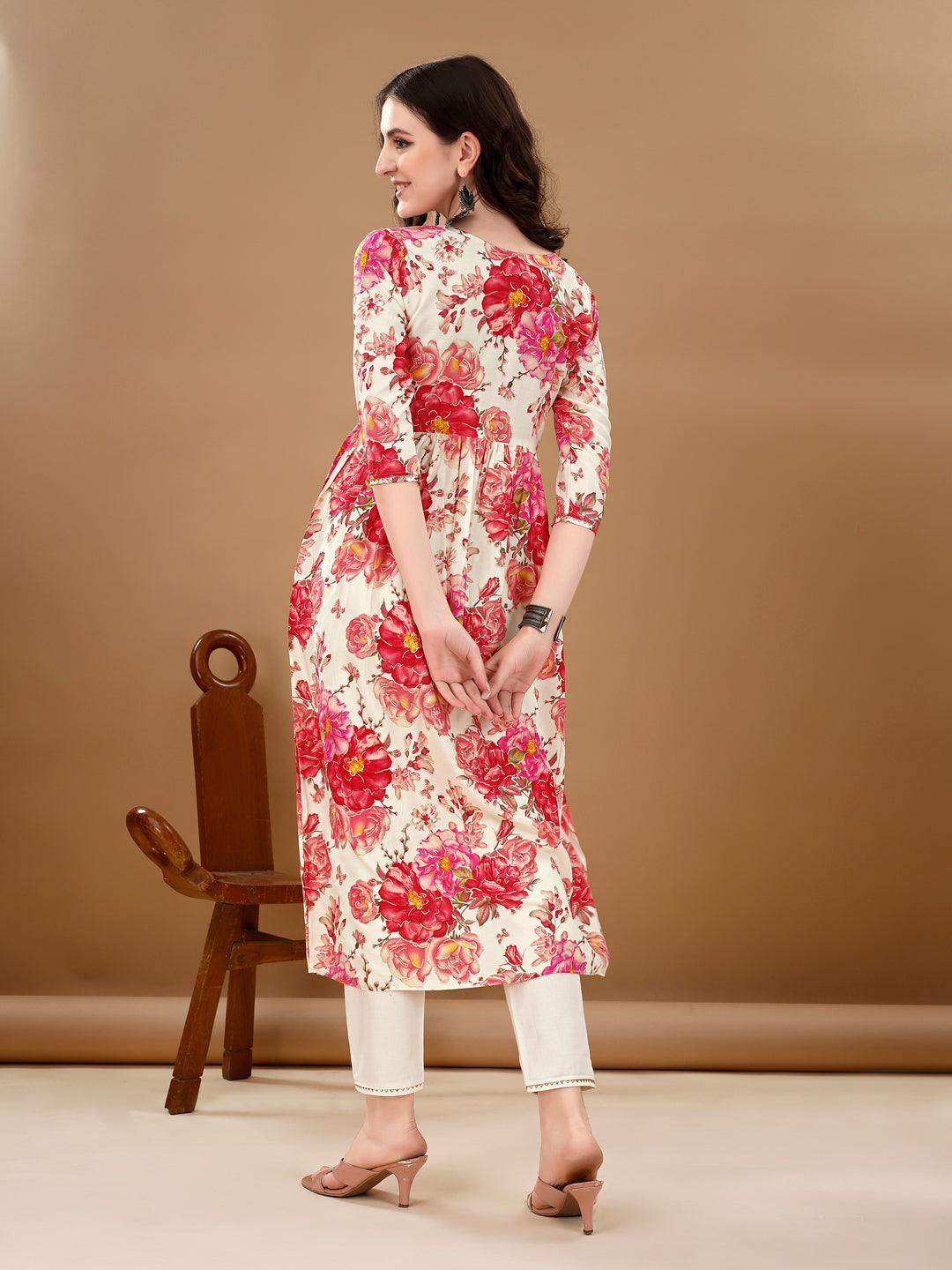 Alia Cut Floral Printed & Embroidered Kurta with pant & dupatta Set Premium Luxury