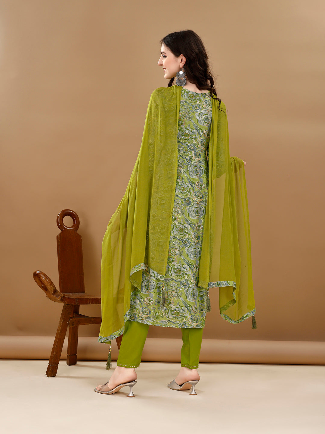 Alia Cut Floral Printed & Embroidered Kurta with pant & dupatta Set Luxury Premium