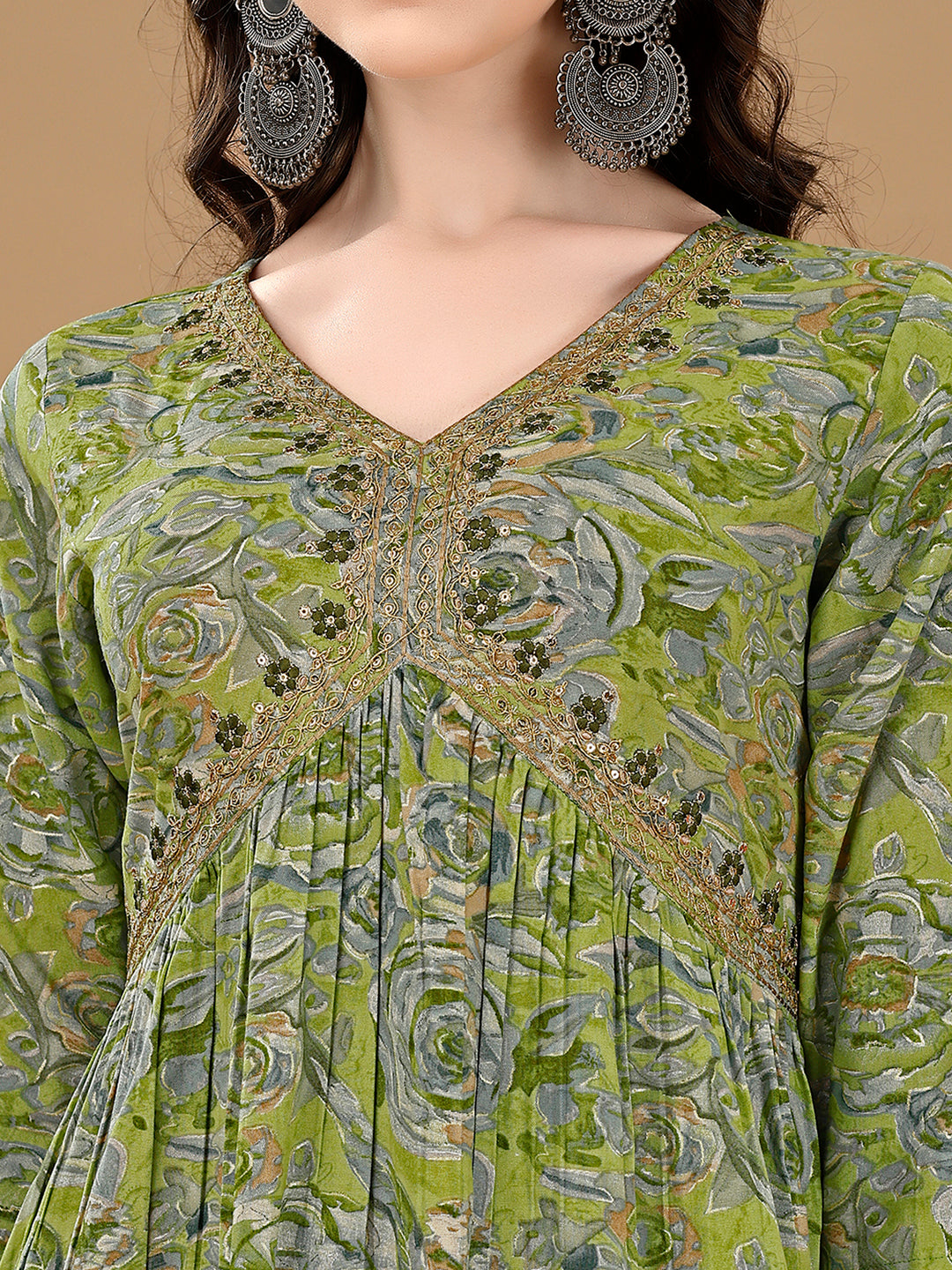 Alia Cut Floral Printed & Embroidered Kurta with pant & dupatta Set Luxury Premium