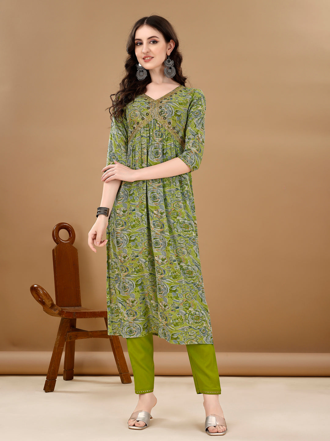 Alia Cut Floral Printed & Embroidered Kurta with pant & dupatta Set Luxury Premium