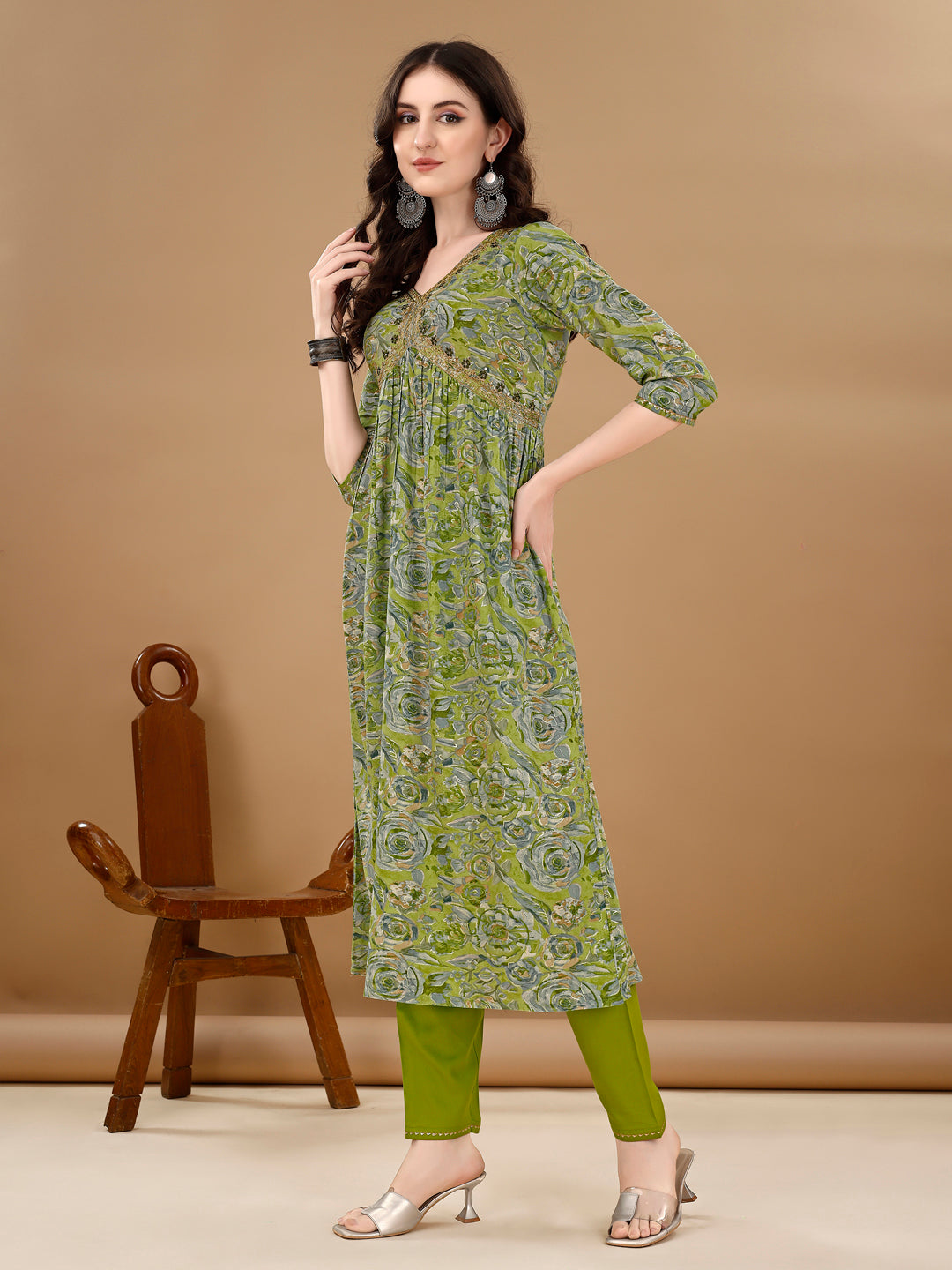 Alia Cut Floral Printed & Embroidered Kurta with pant & dupatta Set Luxury Premium