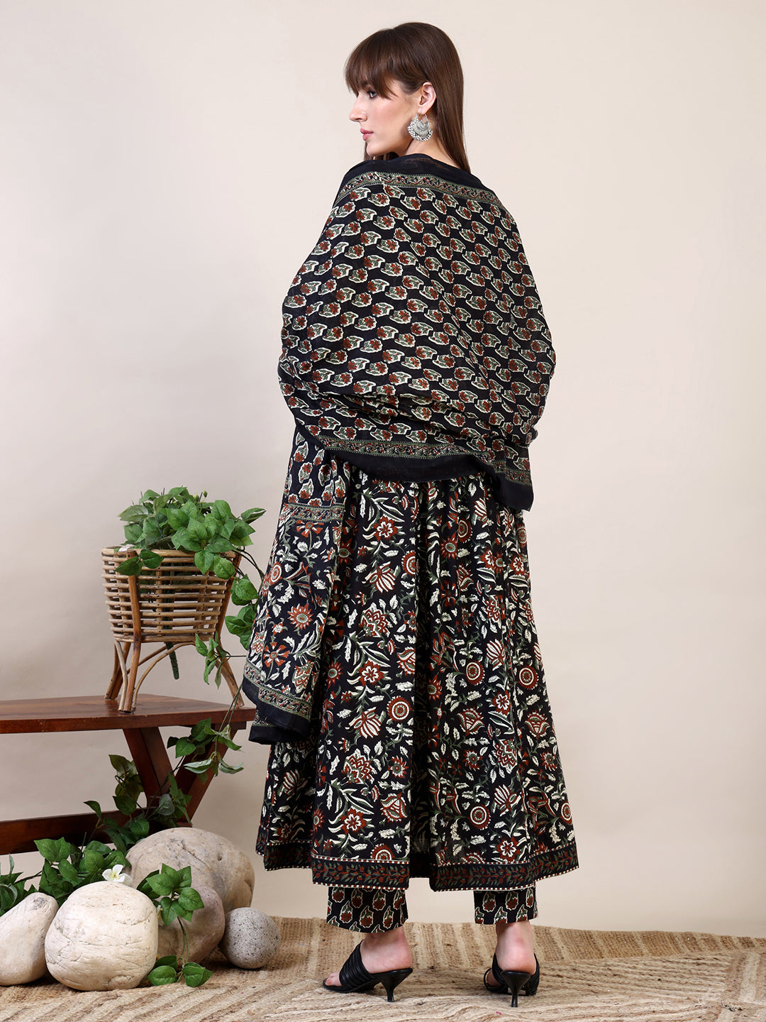 Floral printed Flared Kurta with Pant & Dupatta