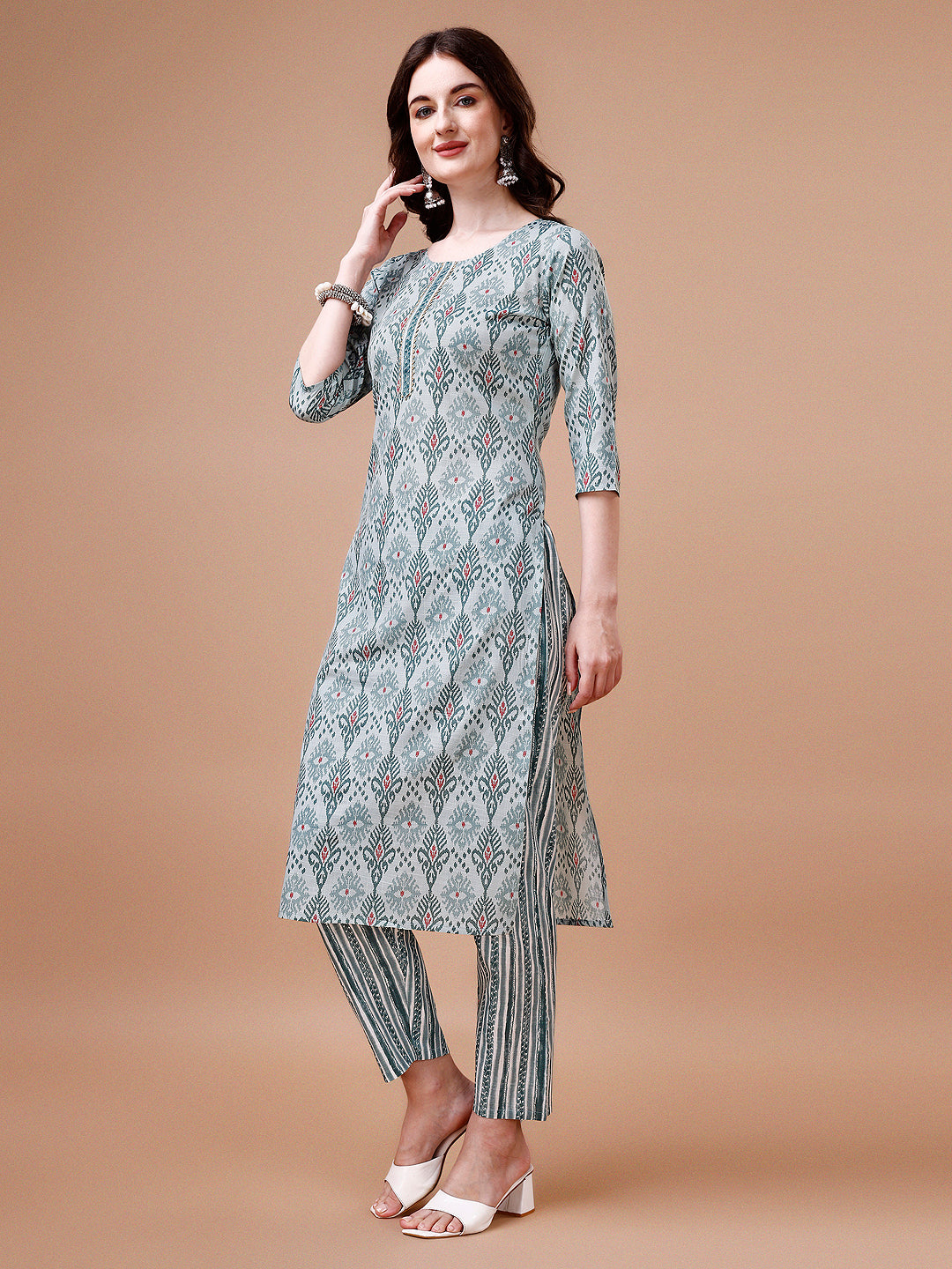 Printed Cotton Kurta with pant & dupatta