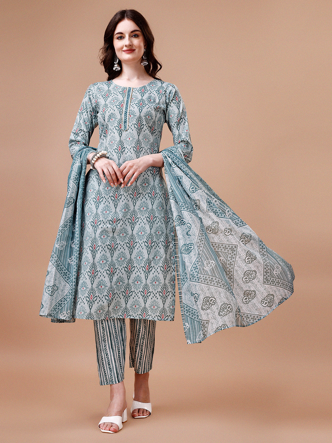 Printed Cotton Kurta with pant & dupatta