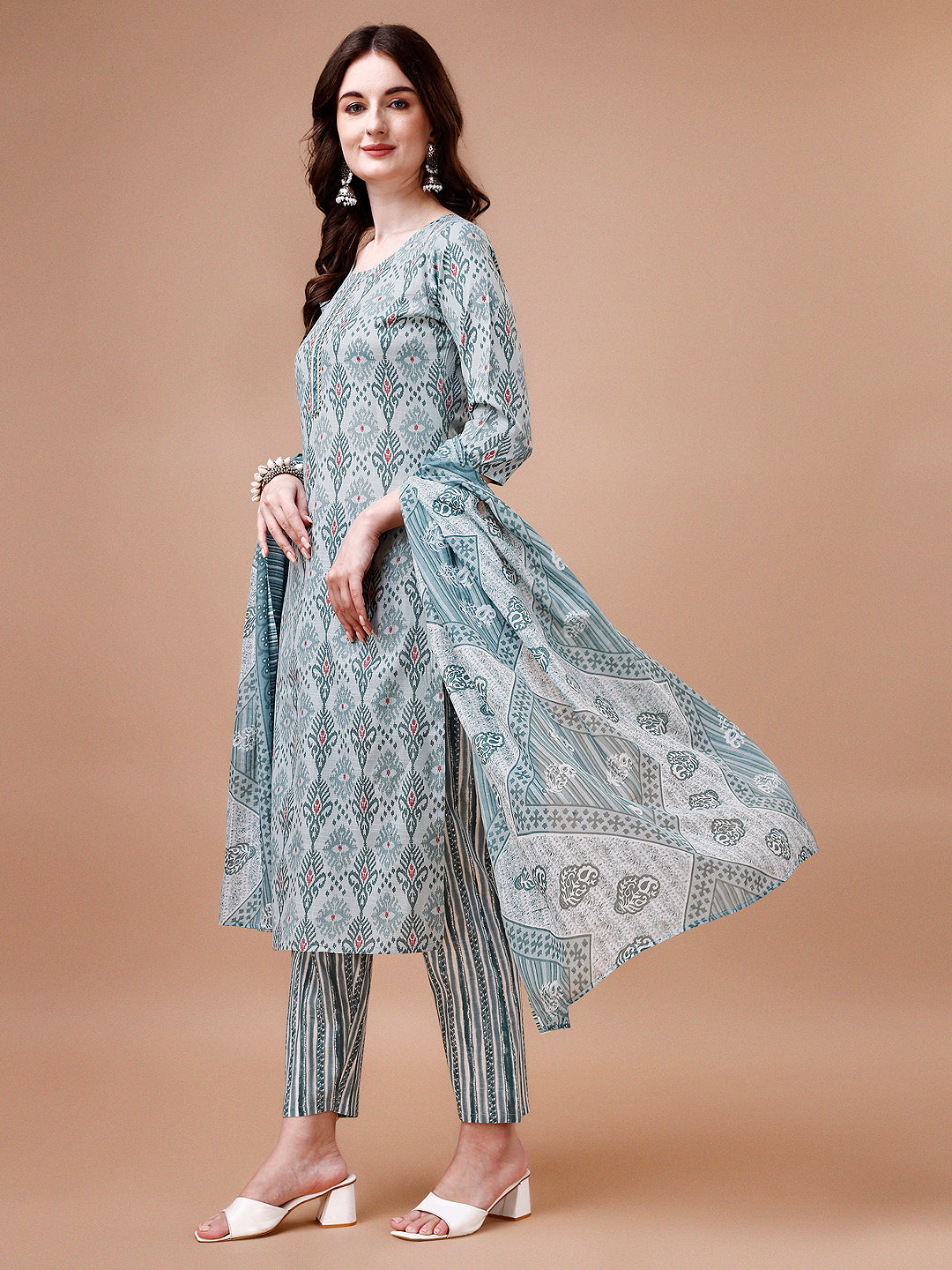 Printed Cotton Kurta with pant & dupatta