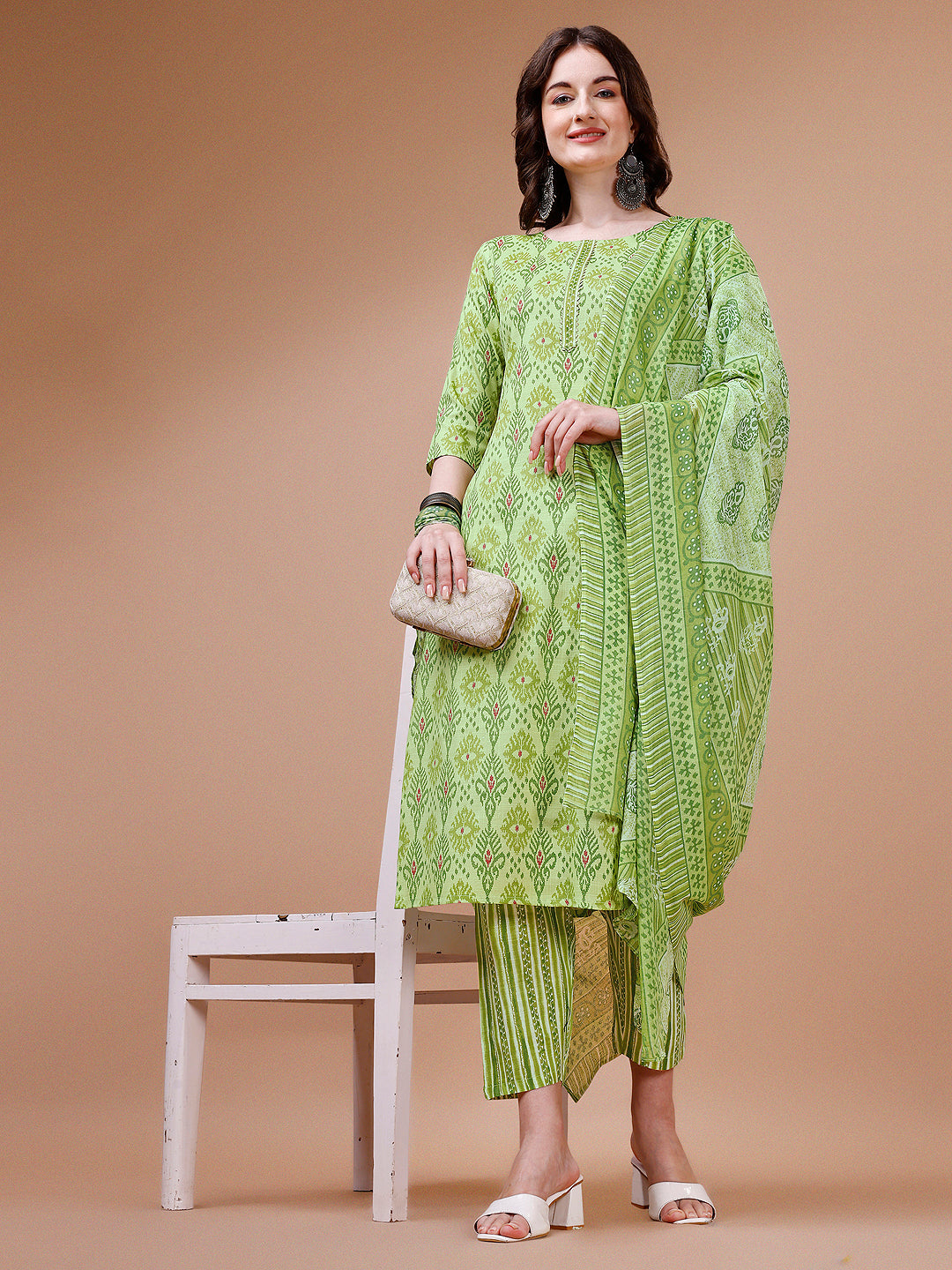 Printed Cotton Kurta with pant & dupatta