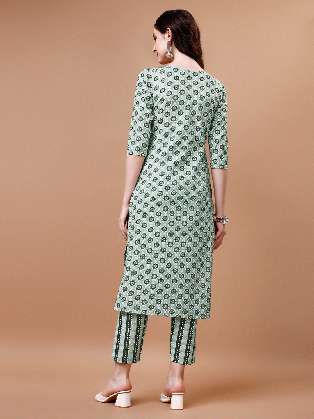 Floral printed Cotton Kurta with pant & dupatta