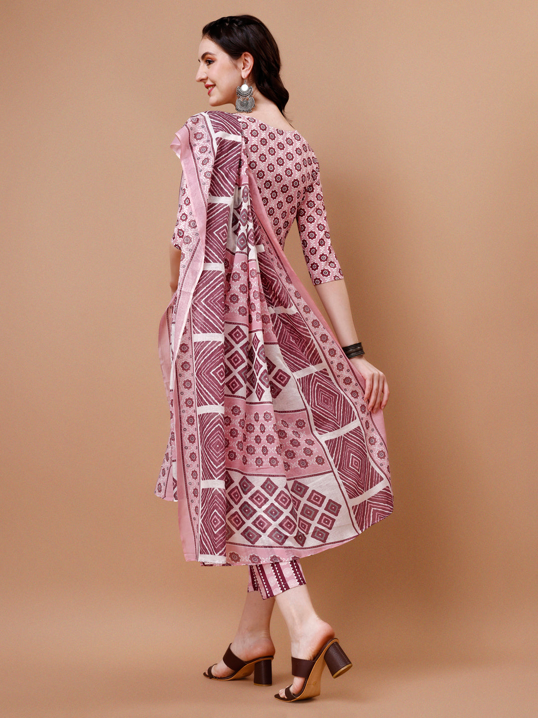 Floral printed Cotton Kurta with pant & dupatta