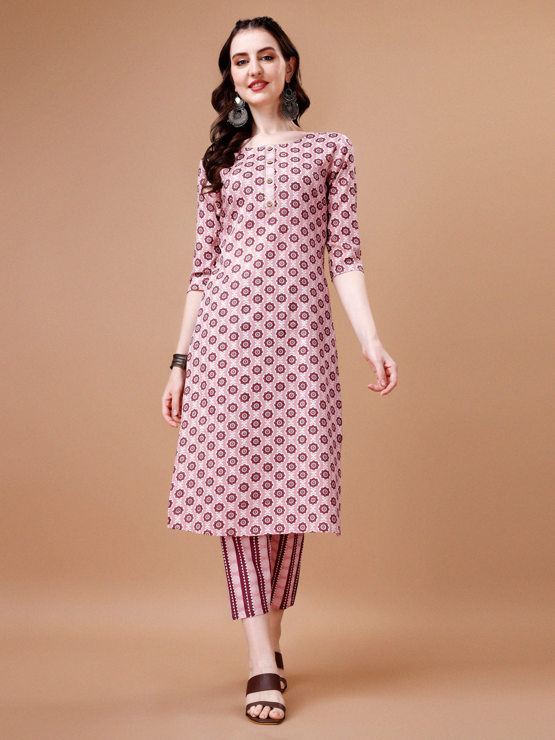 Floral printed Cotton Kurta with pant & dupatta