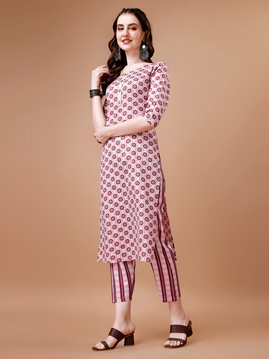 Floral printed Cotton Kurta with pant & dupatta