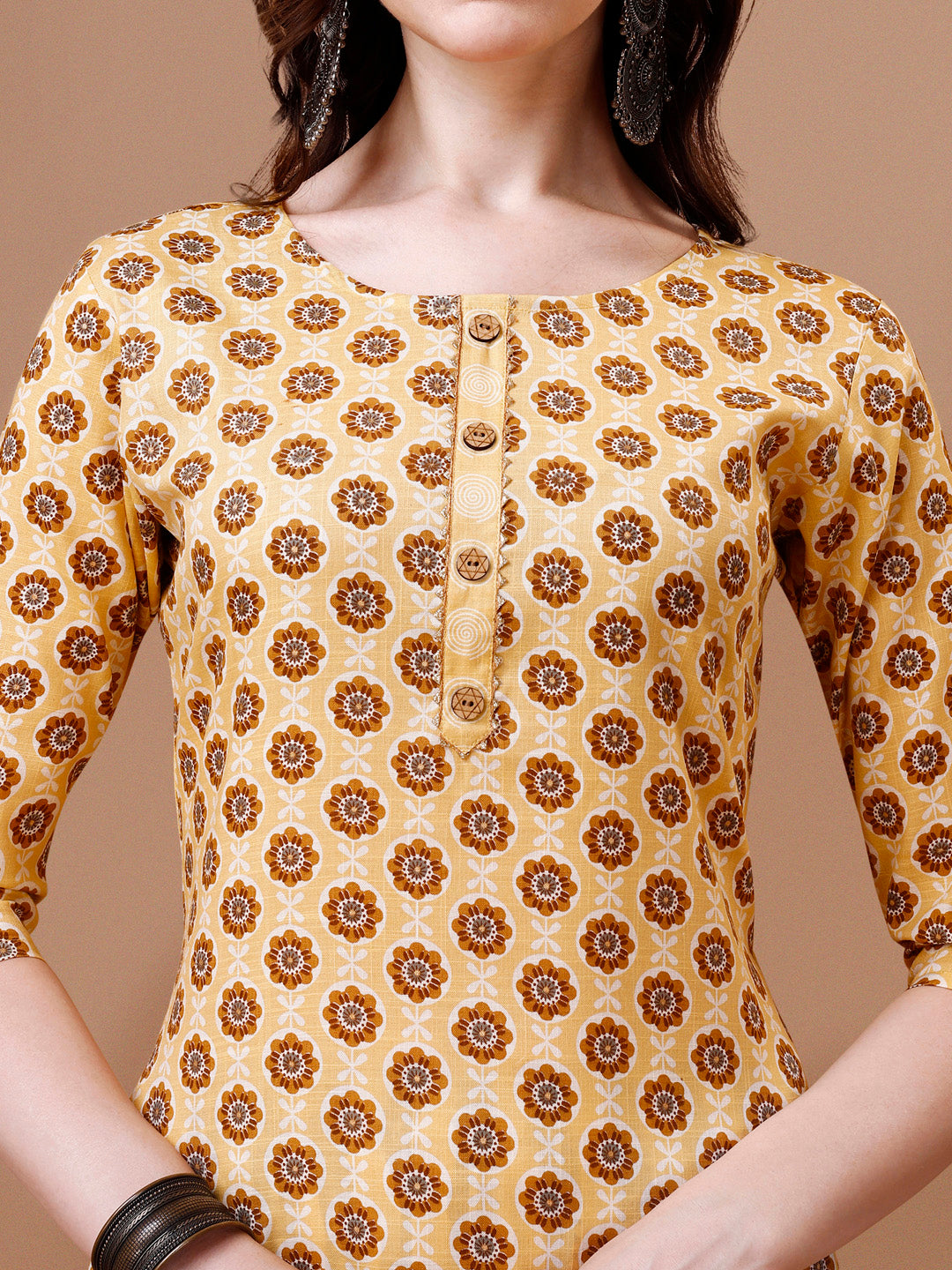 Floral printed Cotton Kurta with pant & dupatta