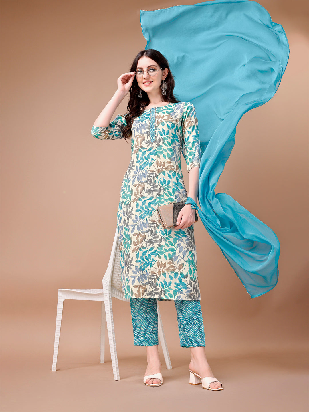 Floral Printed Kurta with Pant & dupatta