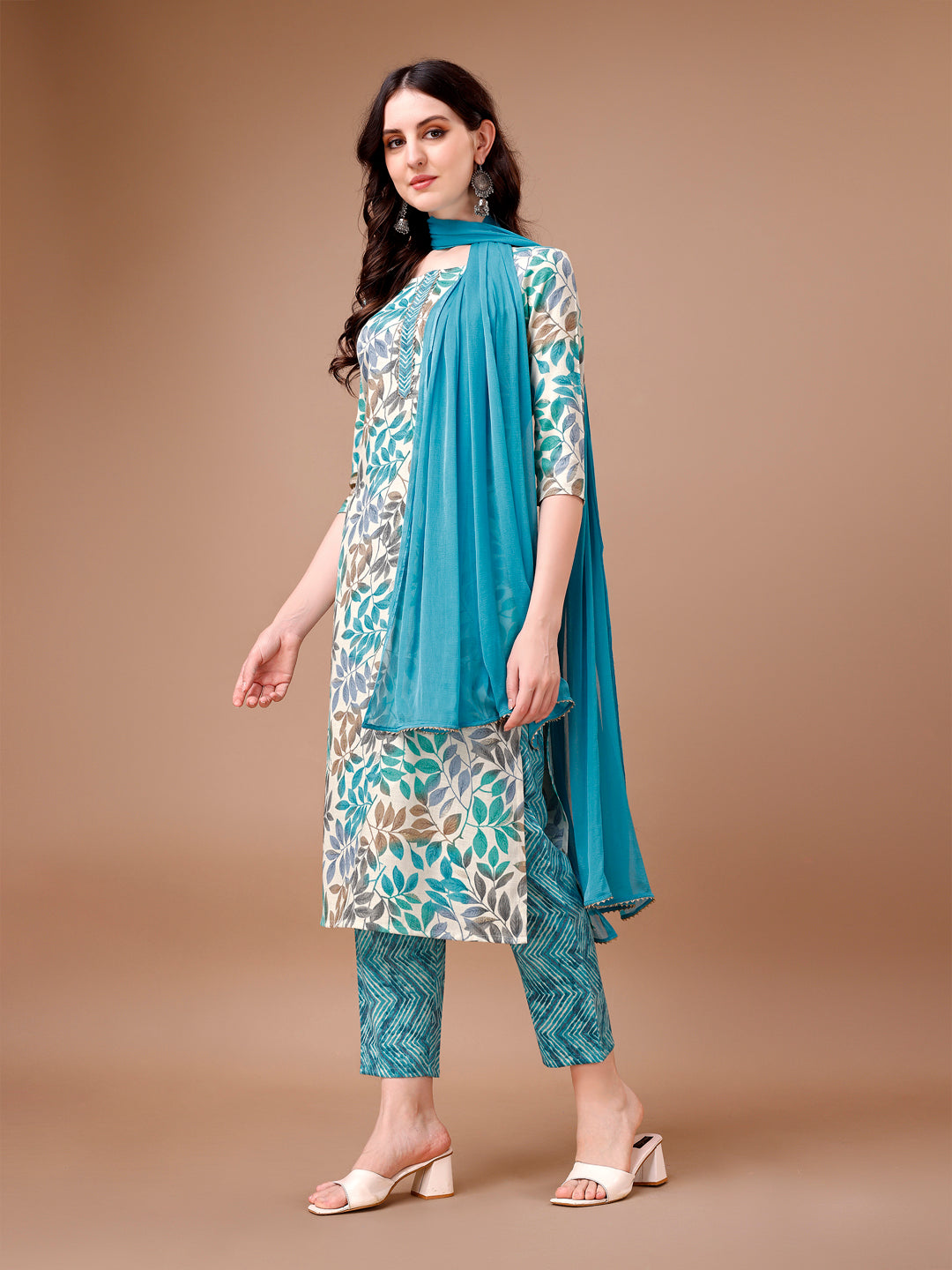 Floral Printed Kurta with Pant & dupatta