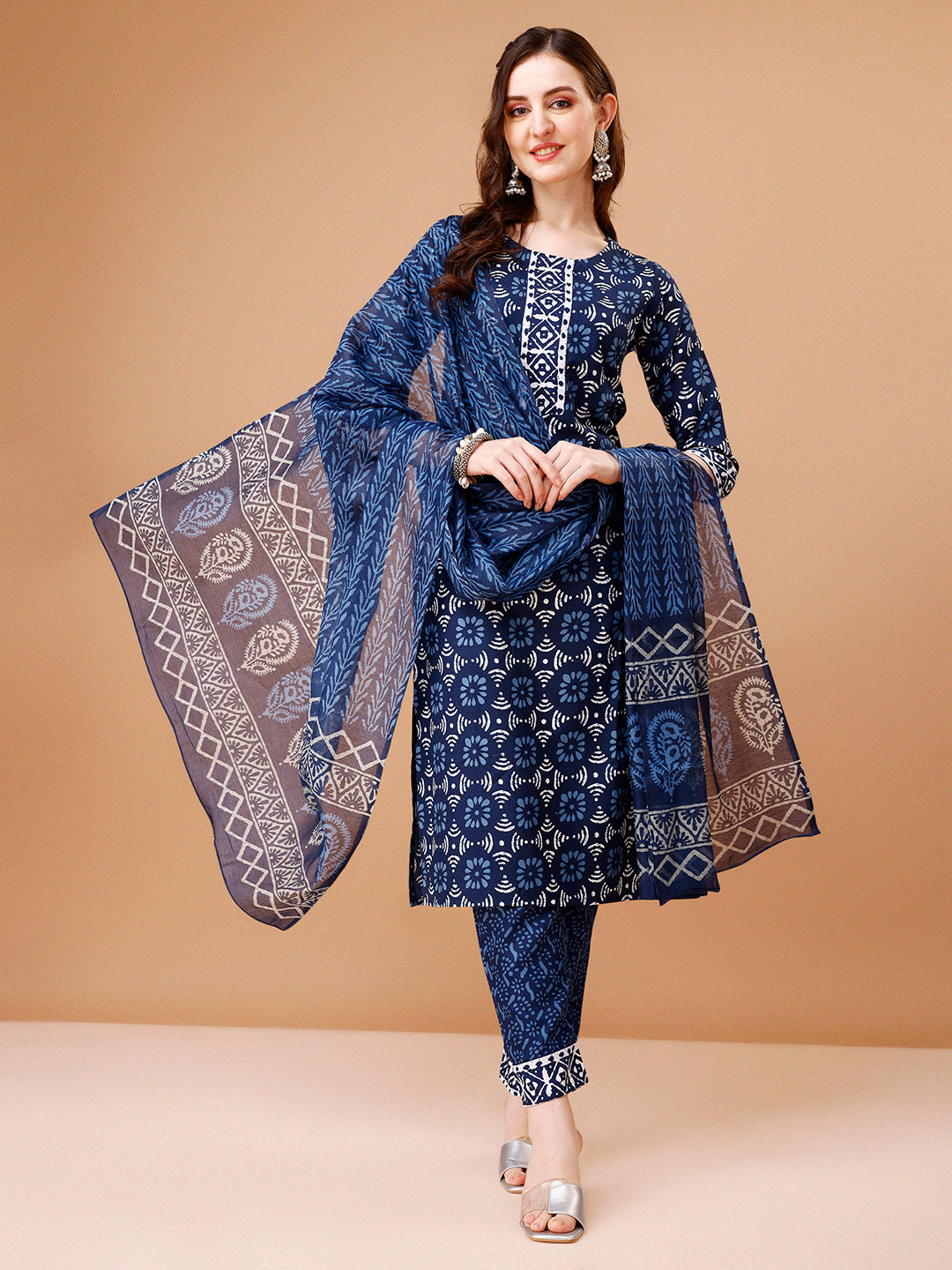 Printed Rayon Kurta with pant & dupatta