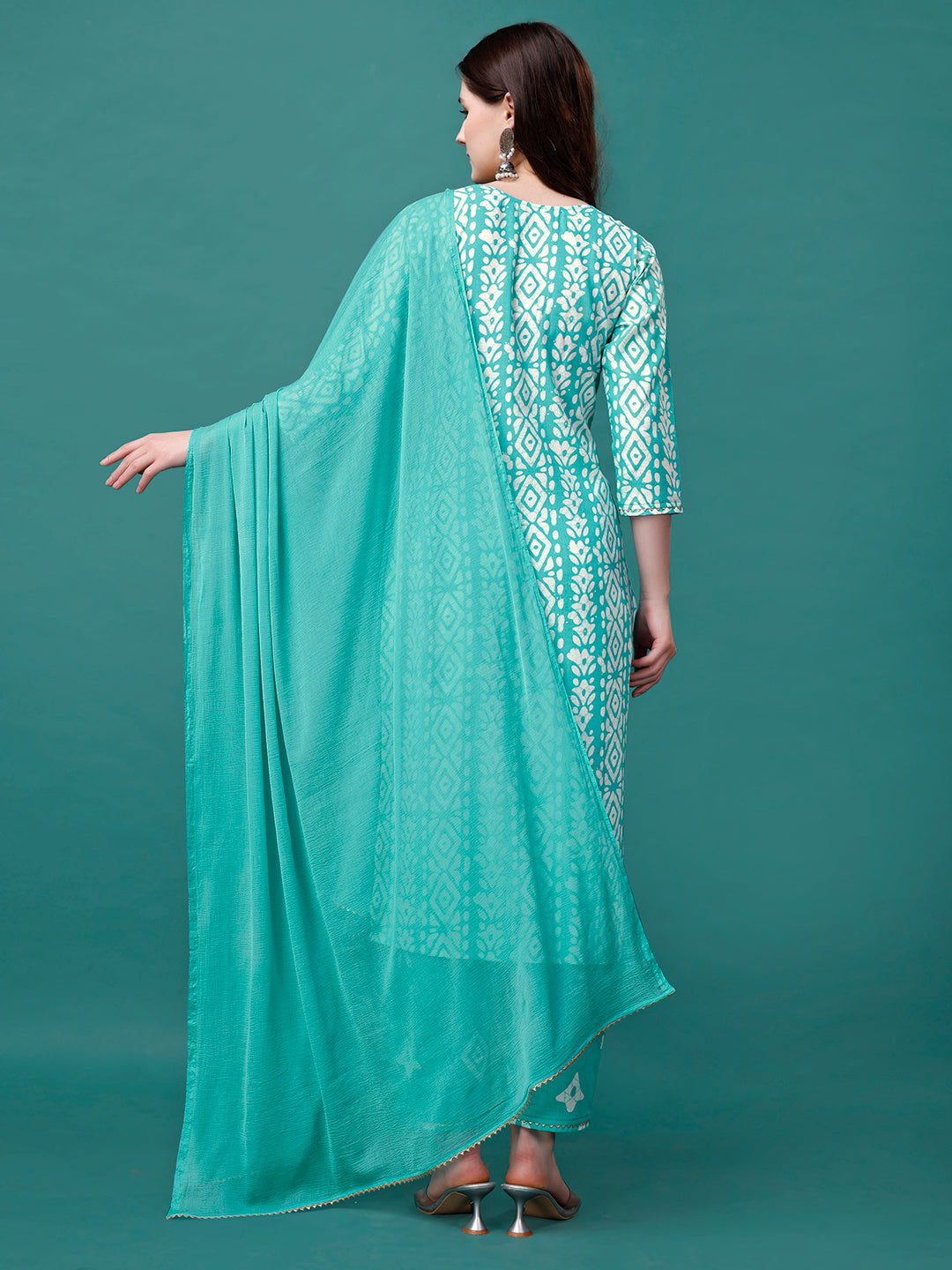 Bandhani Printed Cotton Kurta with pant & dupatta