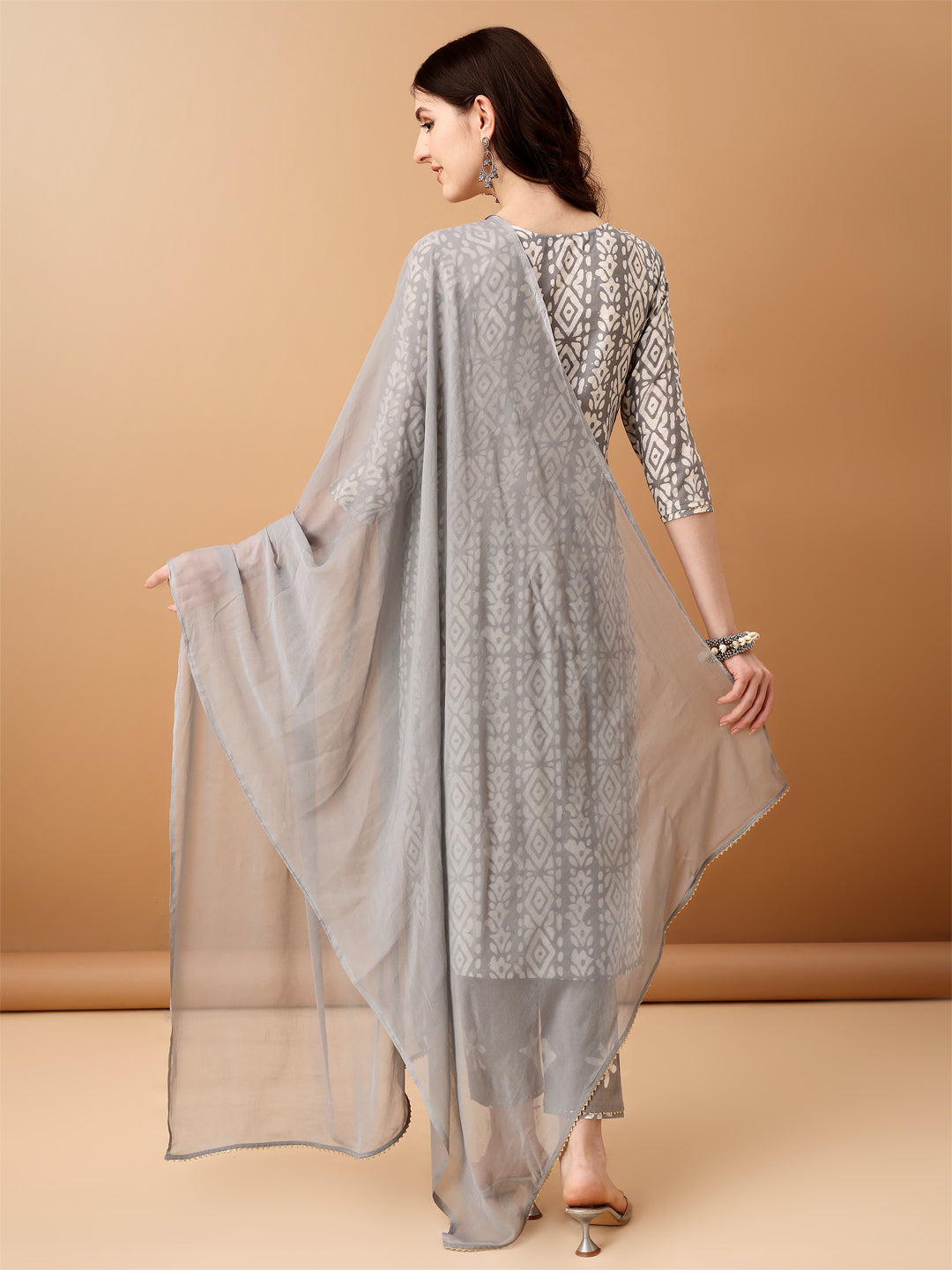 Bandhani Printed Cotton Kurta with pant & dupatta