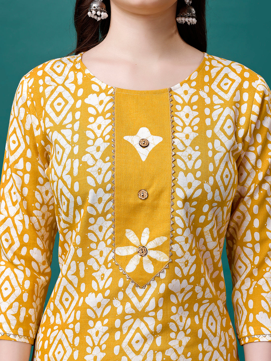 Bandhani Printed Cotton Kurta with pant & dupatta