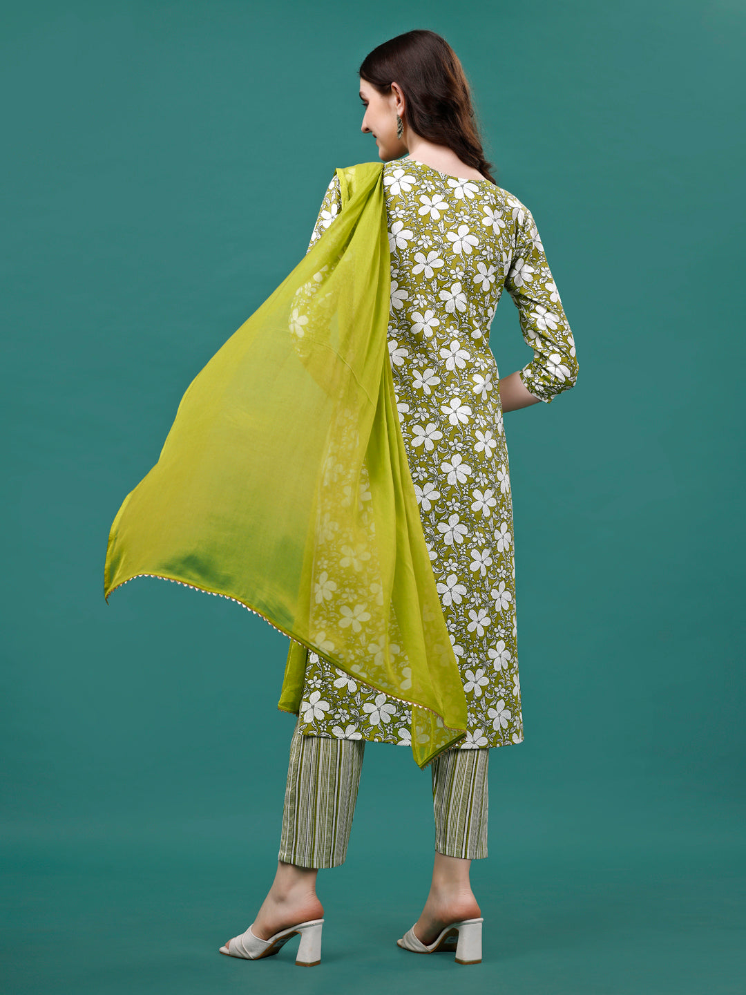 Floral printed Casual Wear Kurta with pant & dupatta