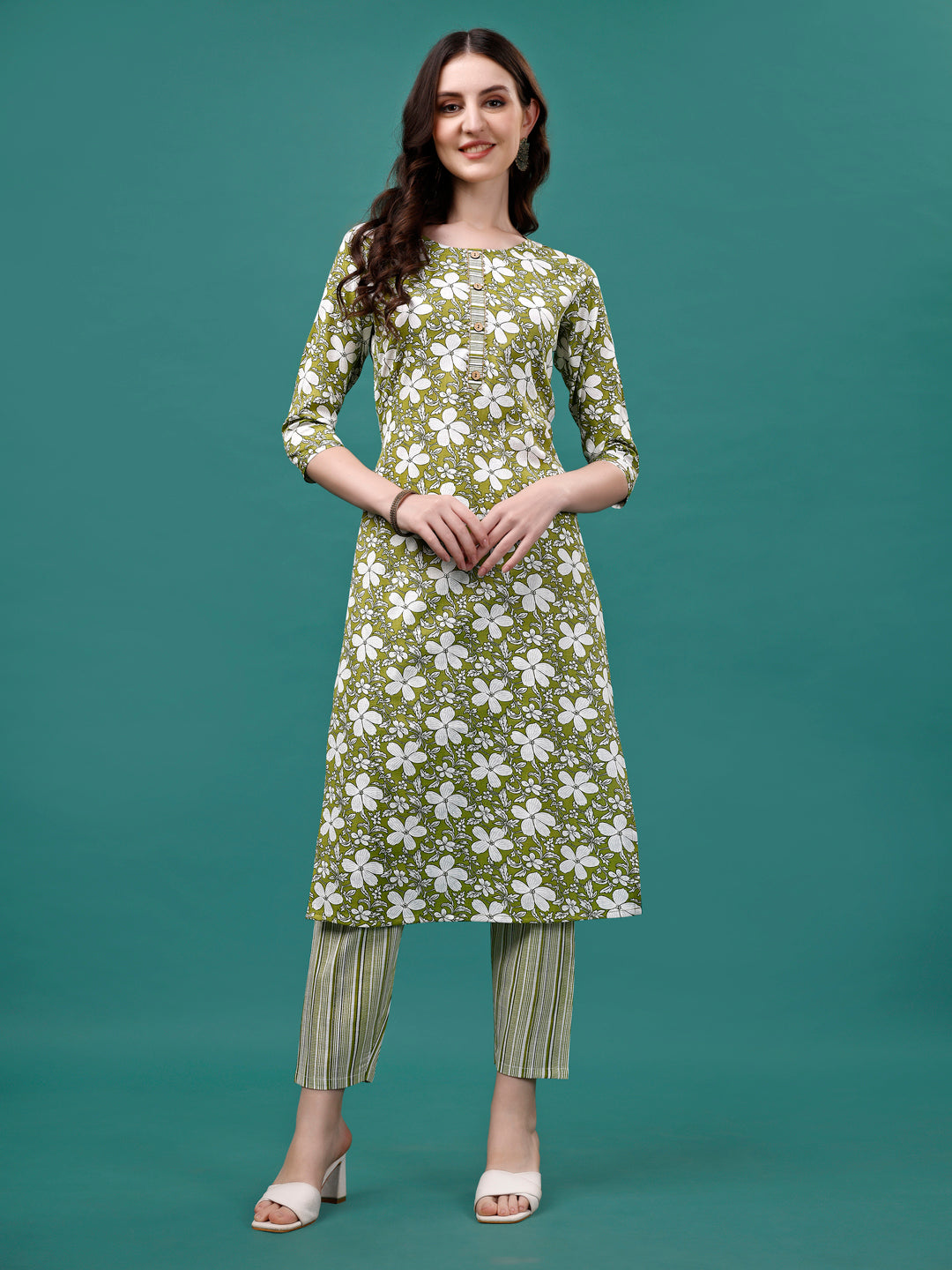 Floral printed Casual Wear Kurta with pant & dupatta