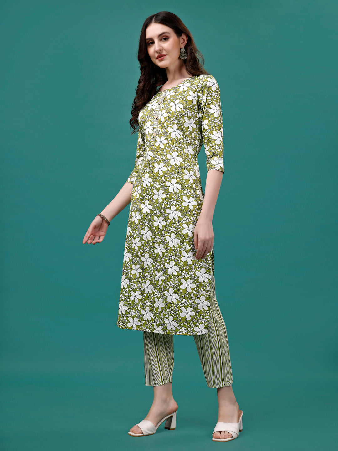 Floral printed Casual Wear Kurta with pant & dupatta