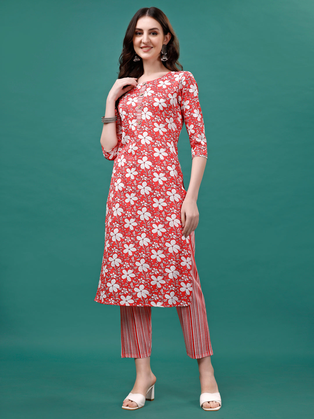 Floral printed Casual Wear Kurta with pant & dupatta