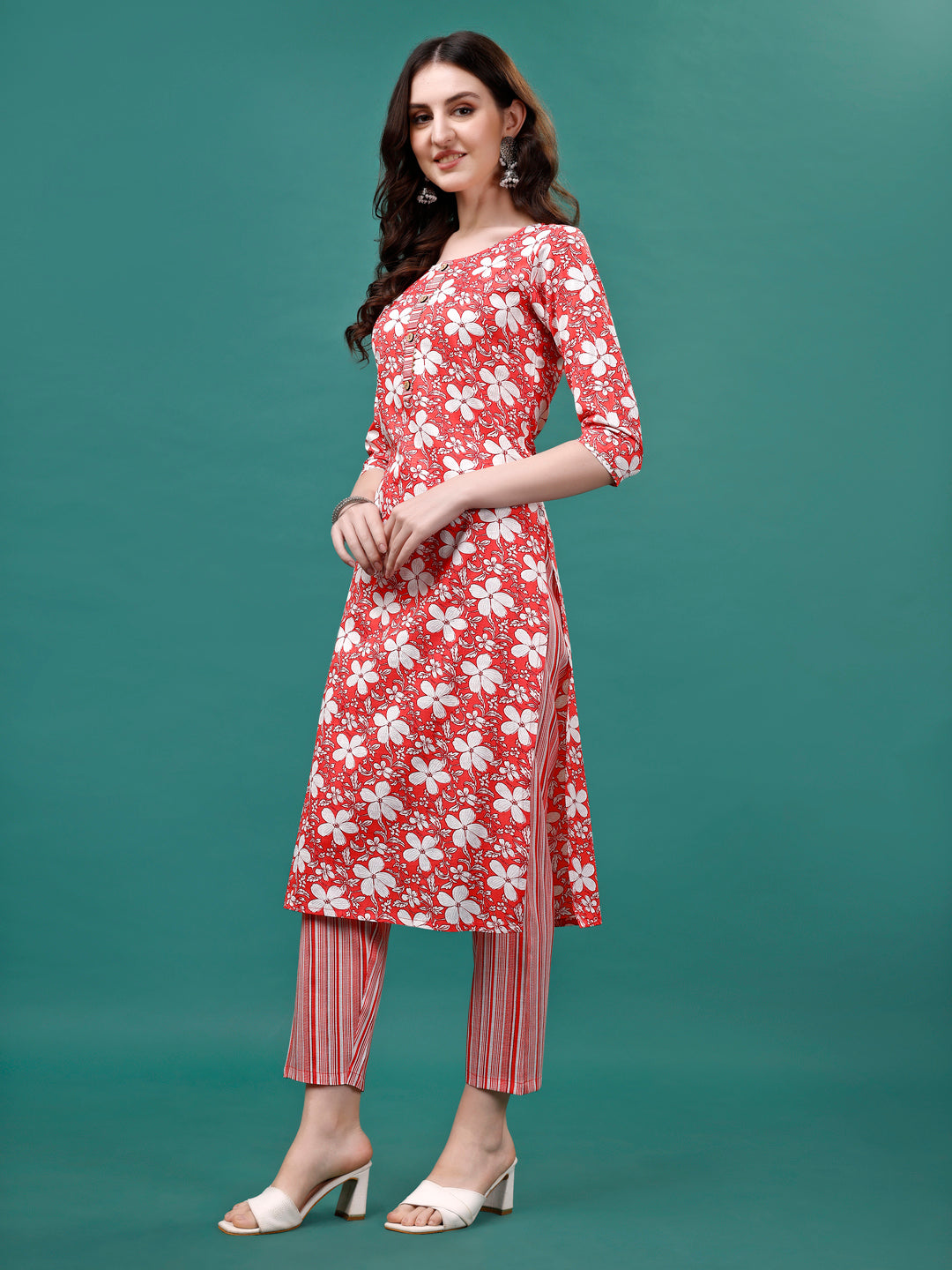 Floral printed Casual Wear Kurta with pant & dupatta