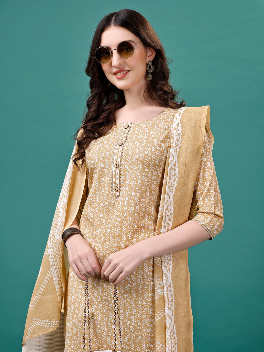 Floral printed Casual Wear Kurta with pant & dupatta