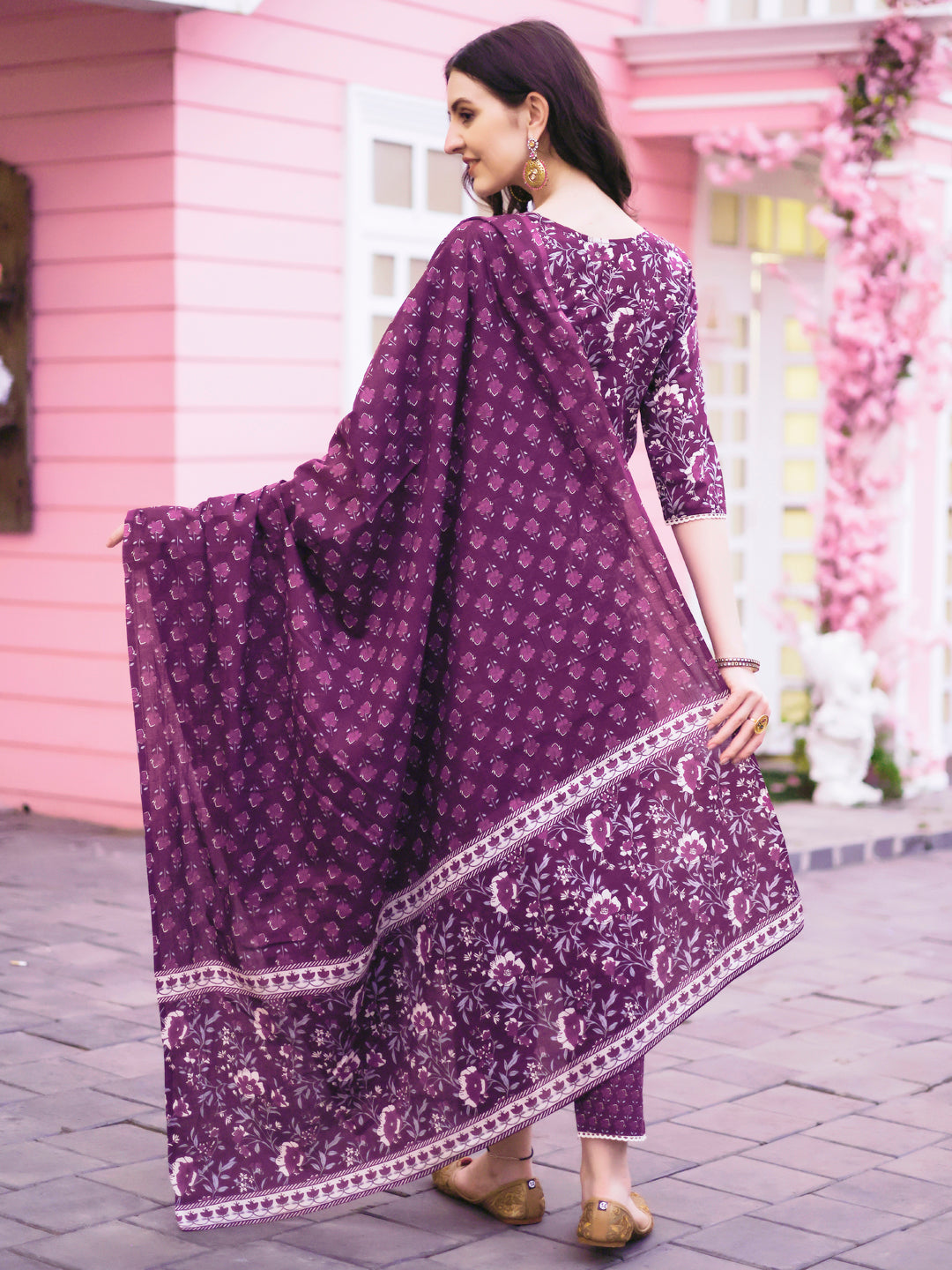 Floral Printed Kurta with pant & dupatta