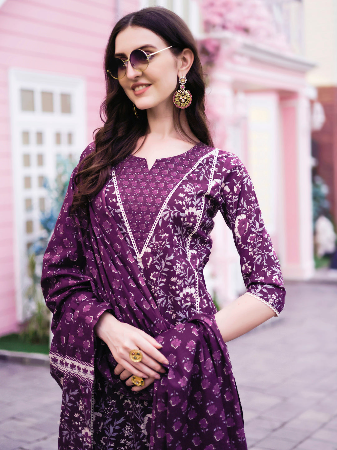 Floral Printed Kurta with pant & dupatta