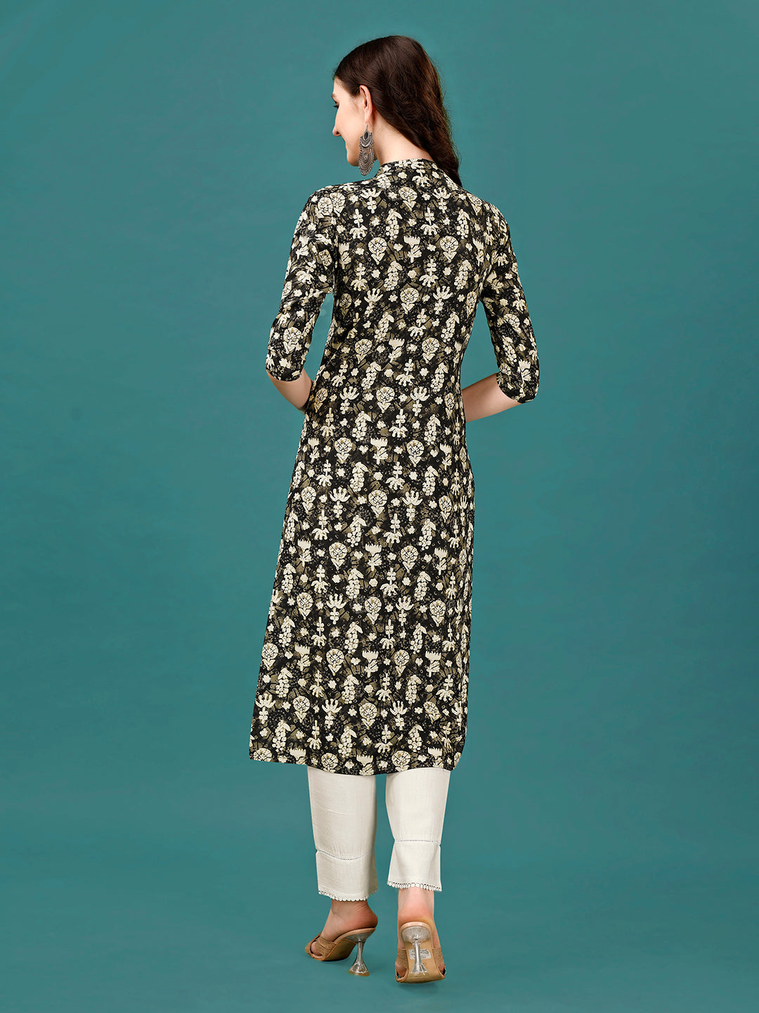 Ethnic Motifs Printed Front Buttoned Rayon Kurta