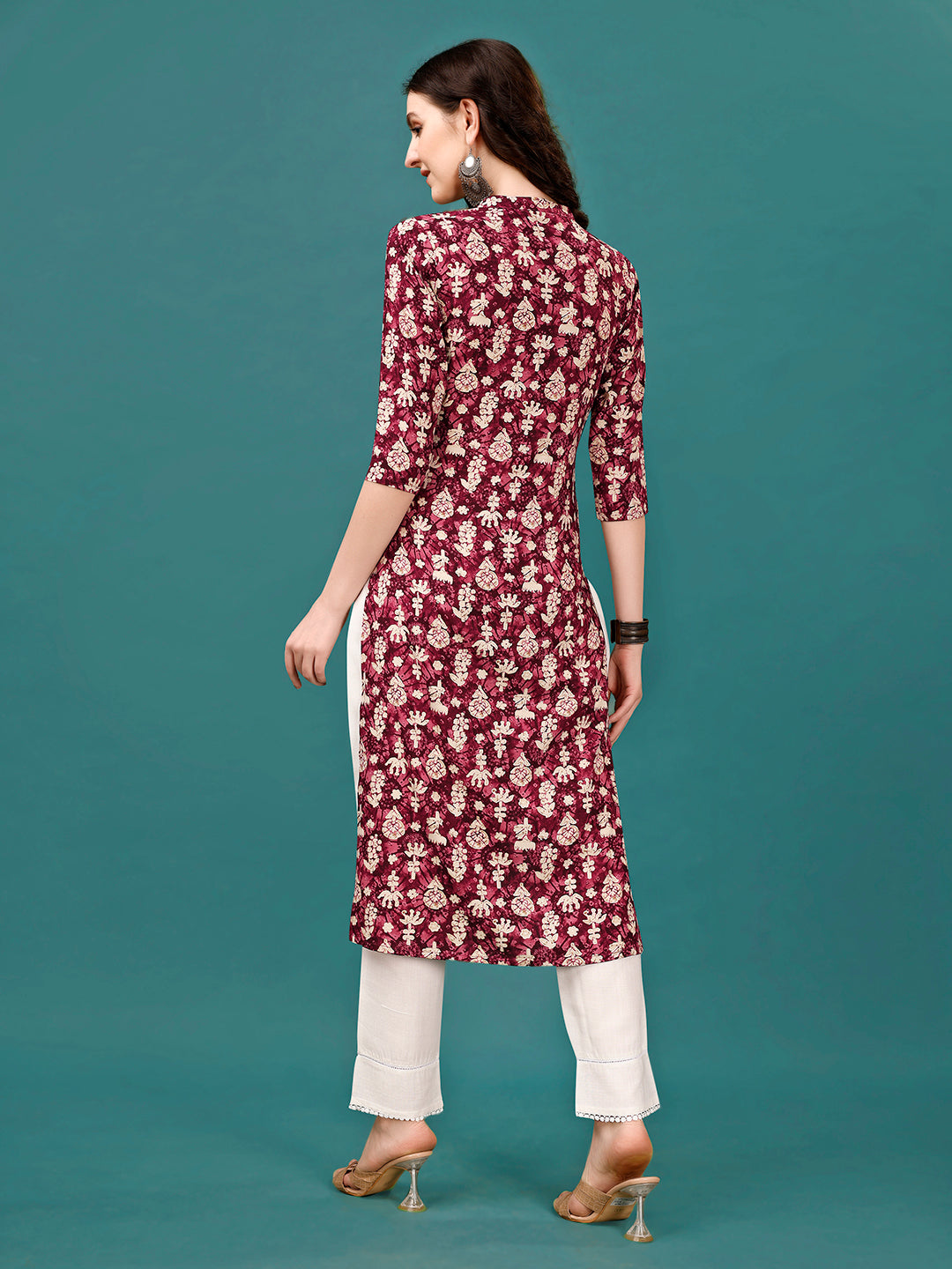 Ethnic Motifs Printed Front Buttoned Rayon Kurta