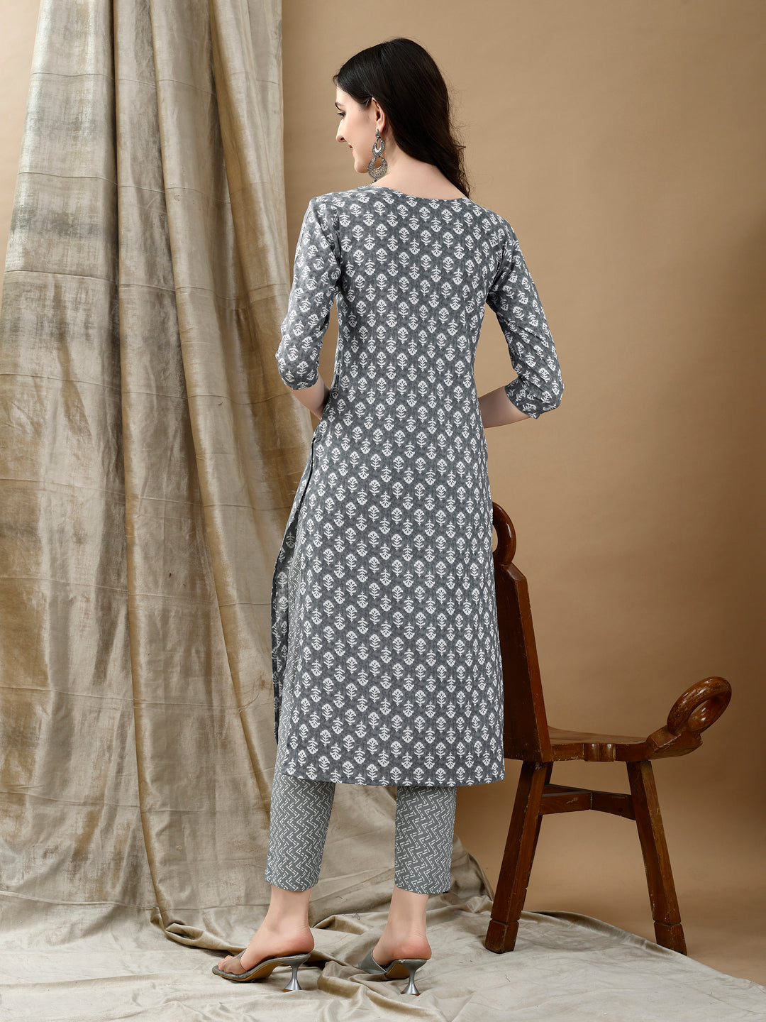 Embroidered & Printed Kurta with Pant & Dupatta