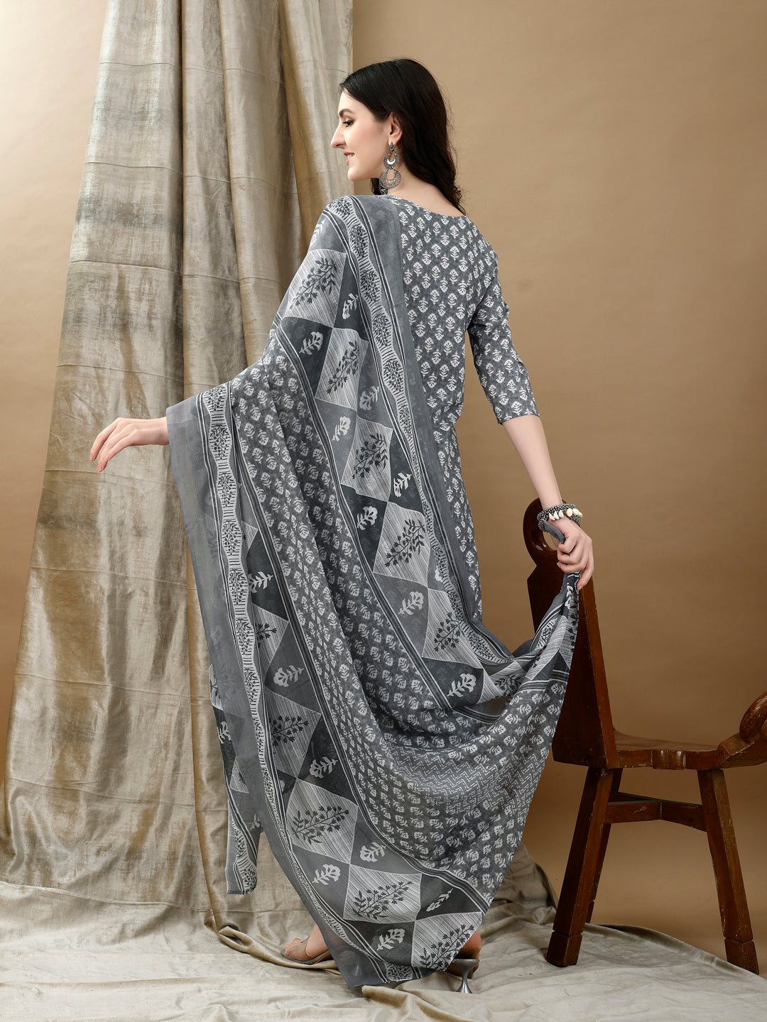 Embroidered & Printed Kurta with Pant & Dupatta