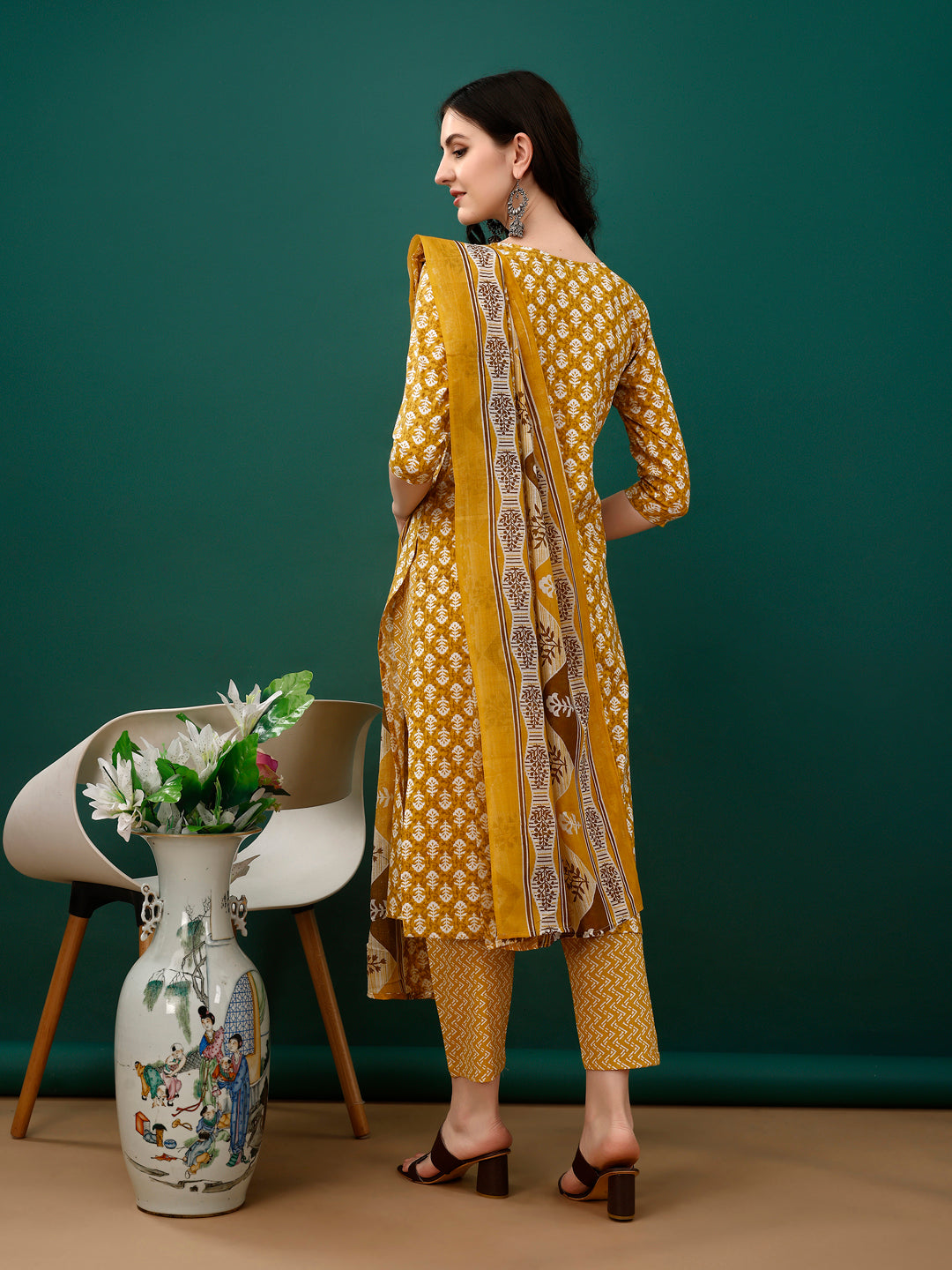 Embroidered & Printed Kurta with Pant & Dupatta