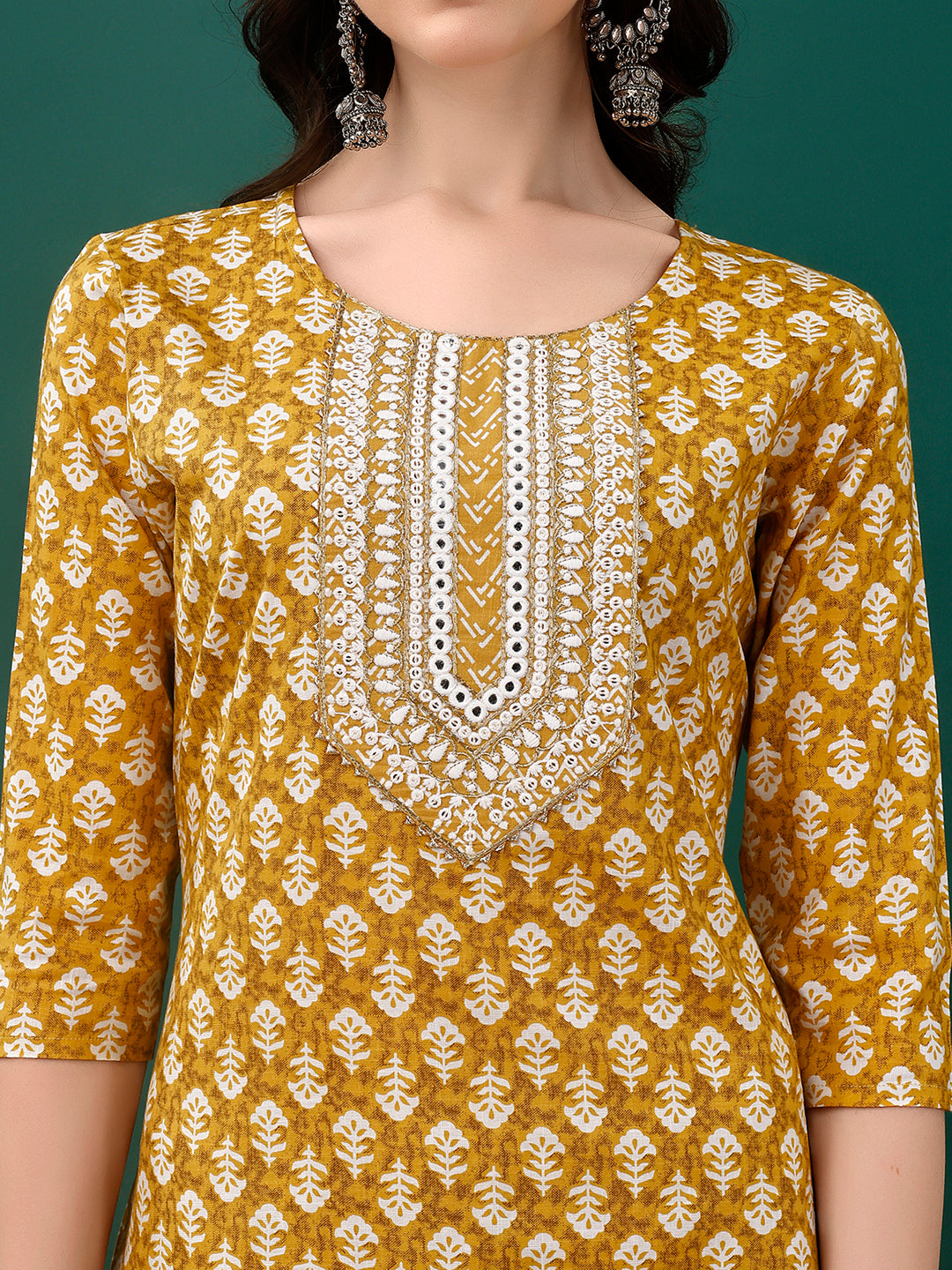 Embroidered & Printed Kurta with Pant & Dupatta