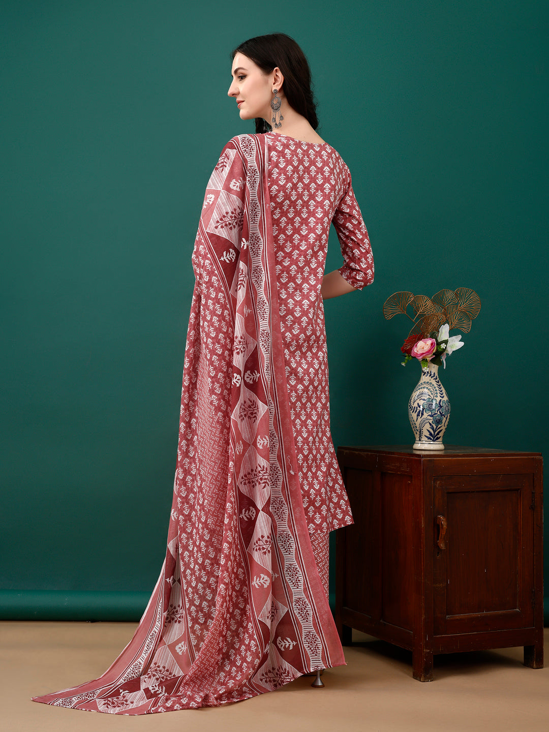 Embroidered & Printed Kurta with Pant & Dupatta