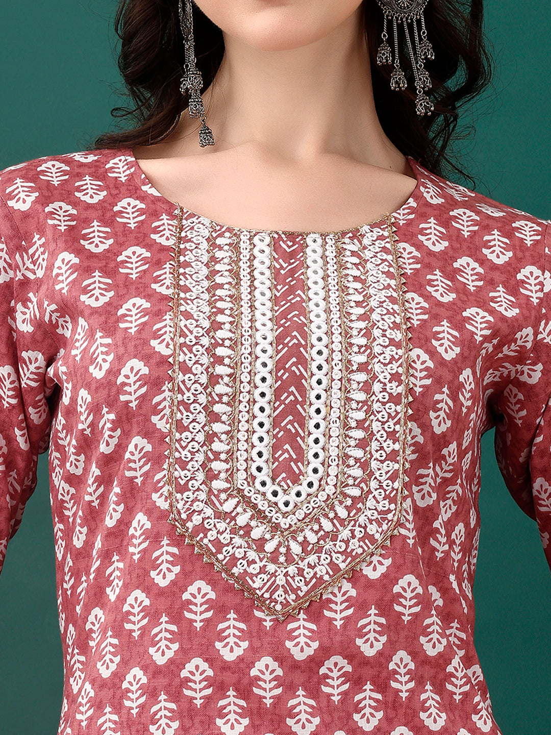 Embroidered & Printed Kurta with Pant & Dupatta