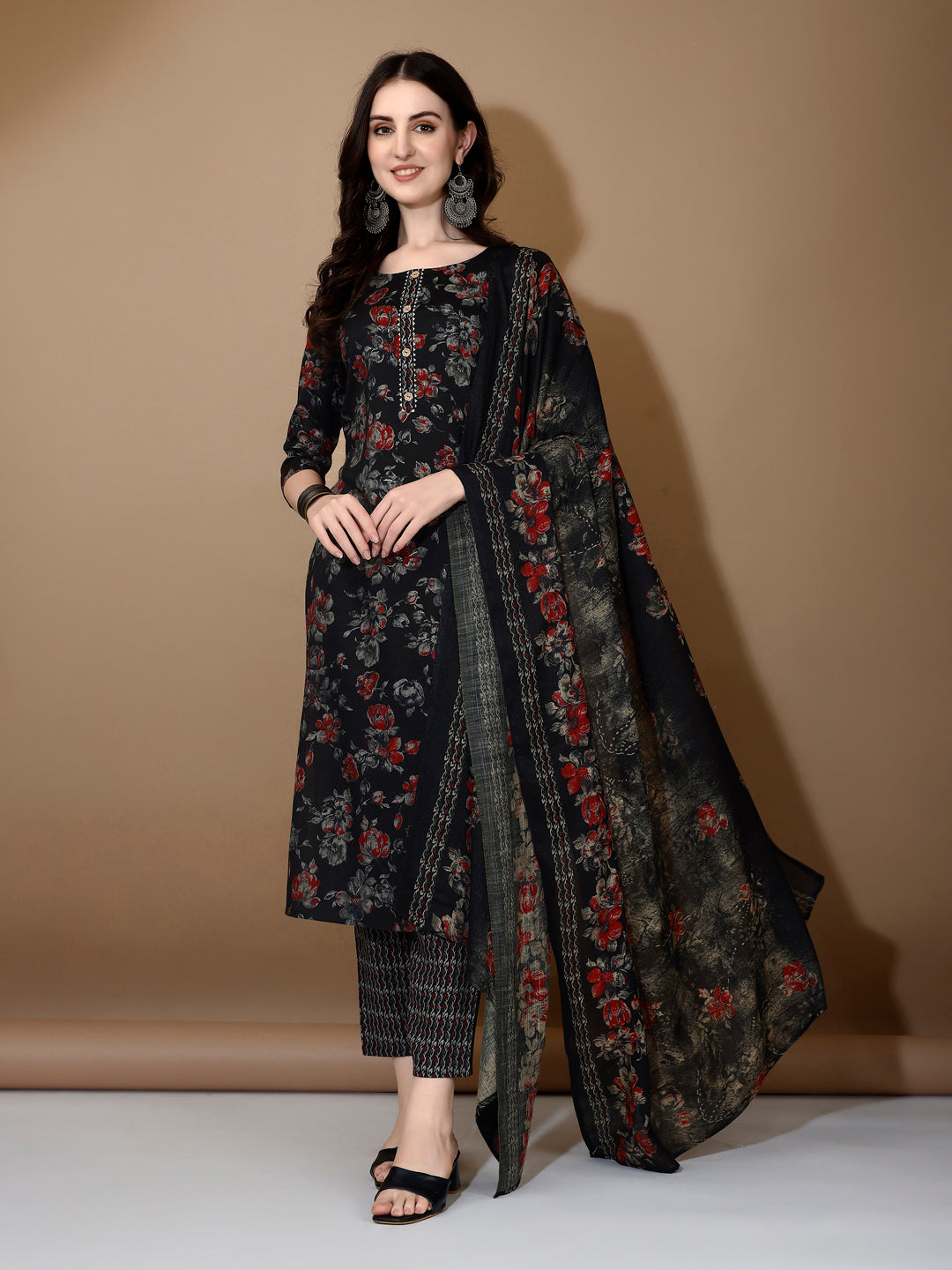 Floral Printed Kurta with pant & dupatta