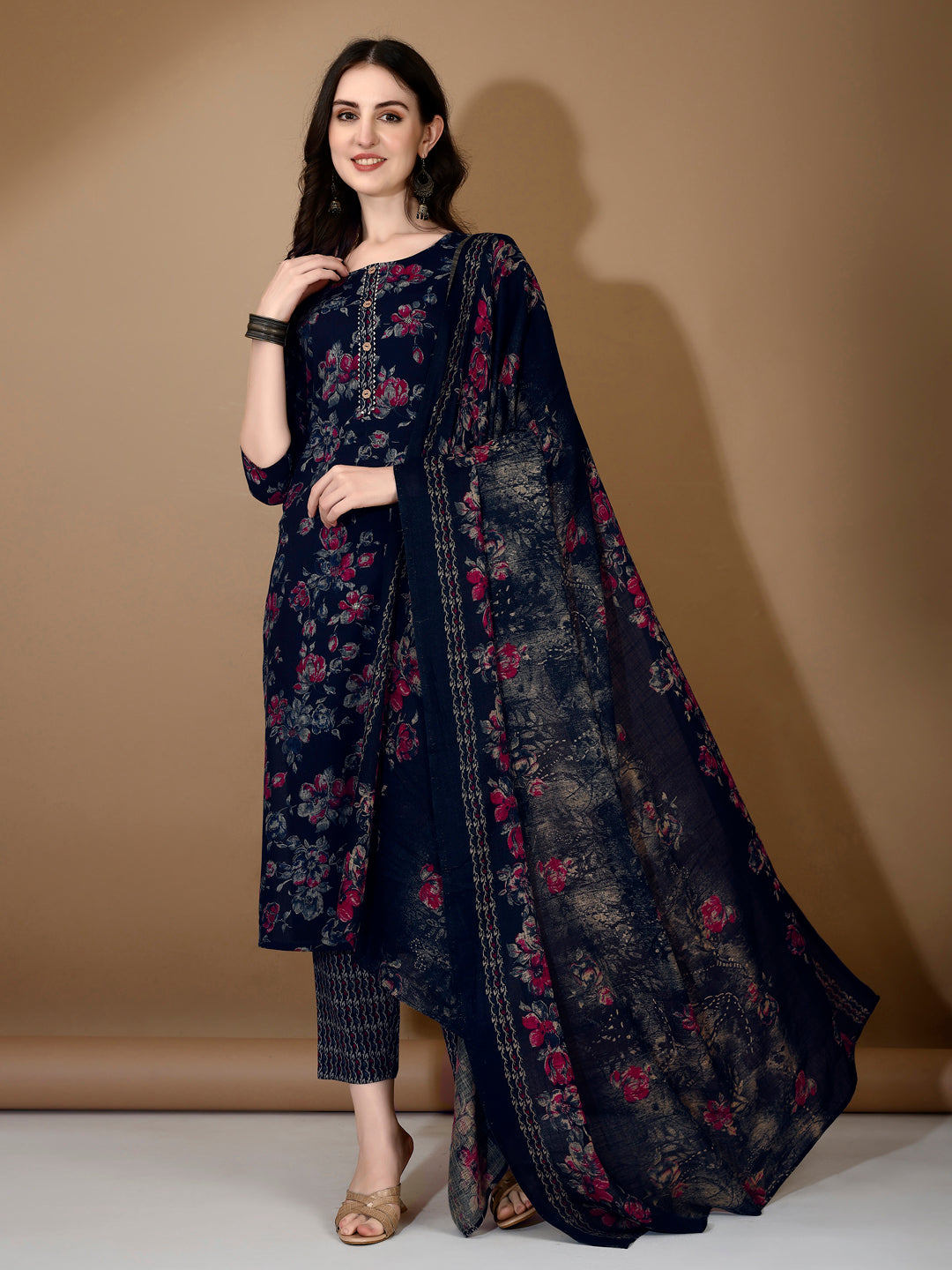 Floral Printed Kurta with pant & dupatta