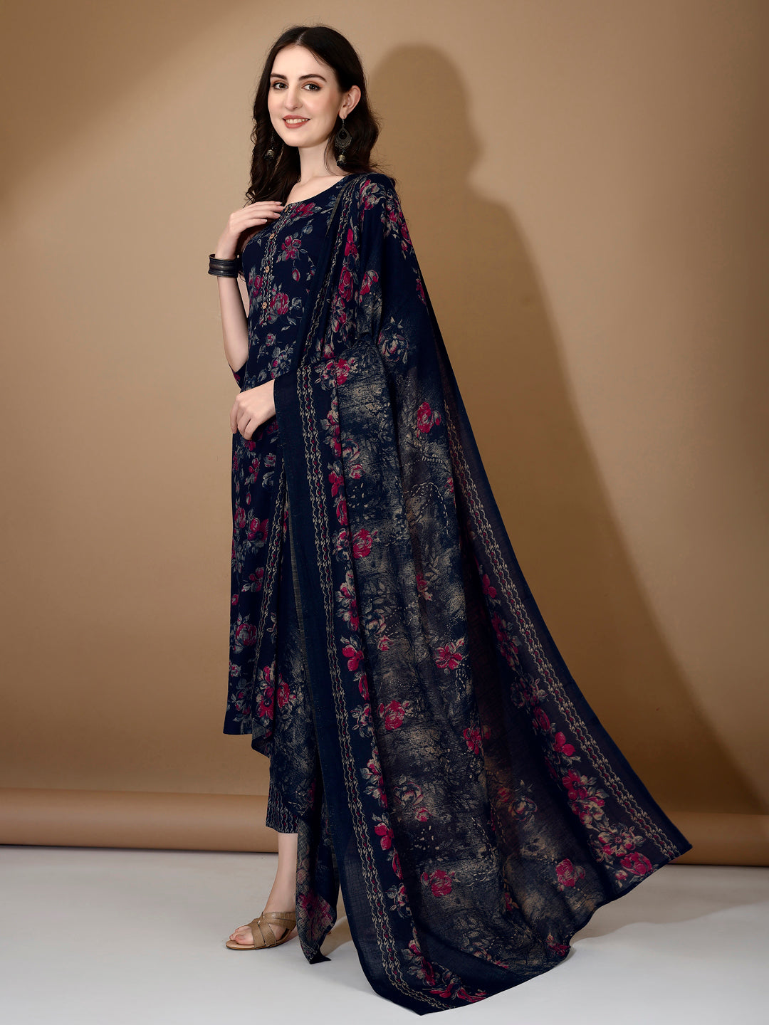 Floral Printed Kurta with pant & dupatta