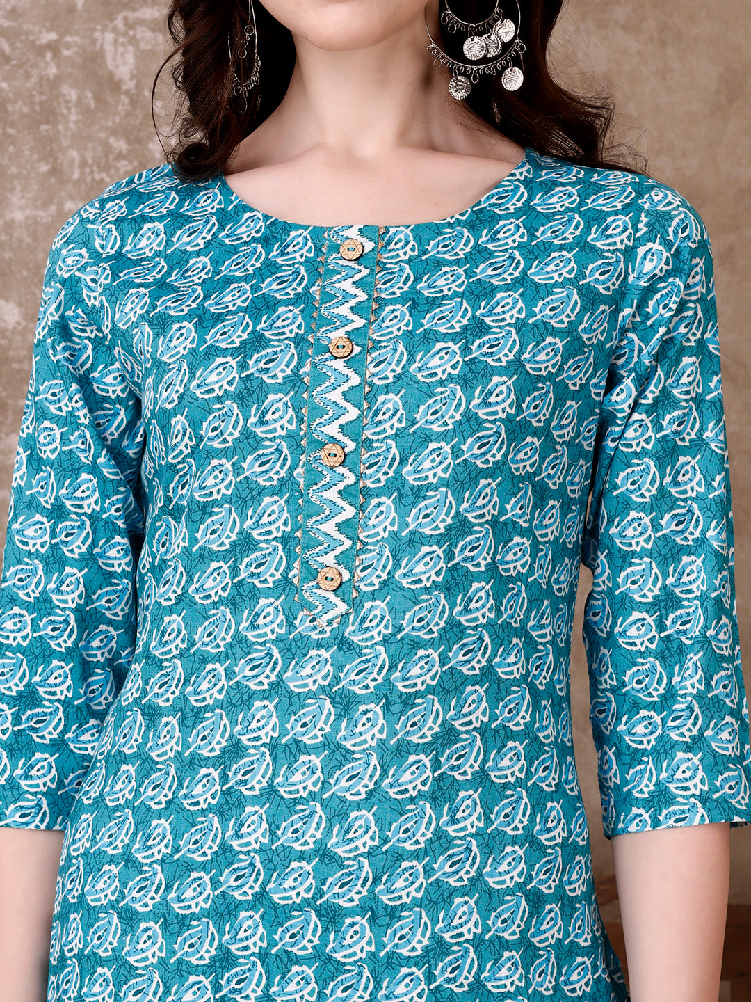 Leaf Printed Kurta With printed Pant & Dupatta