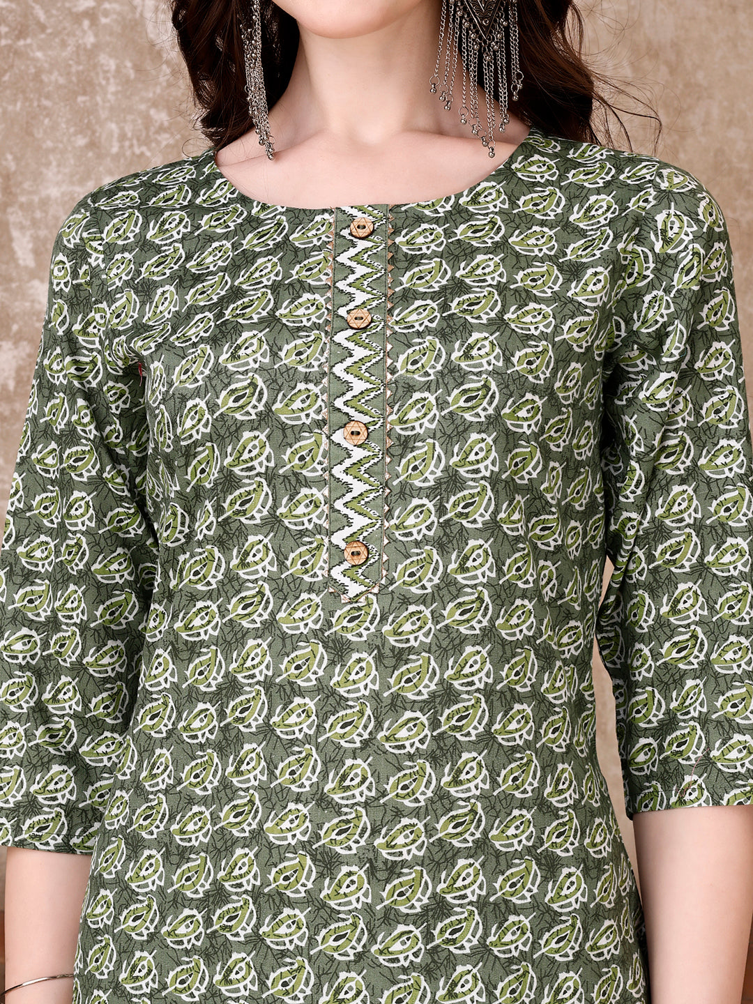 Leaf Printed Kurta With printed Pant & Dupatta