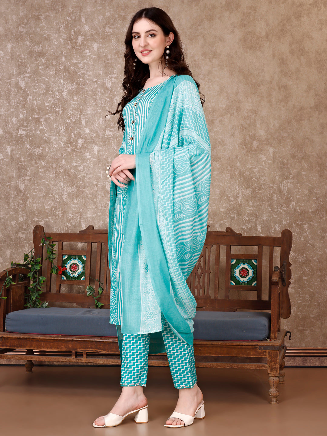 Printed Kurta With printed Pant & Dupatta